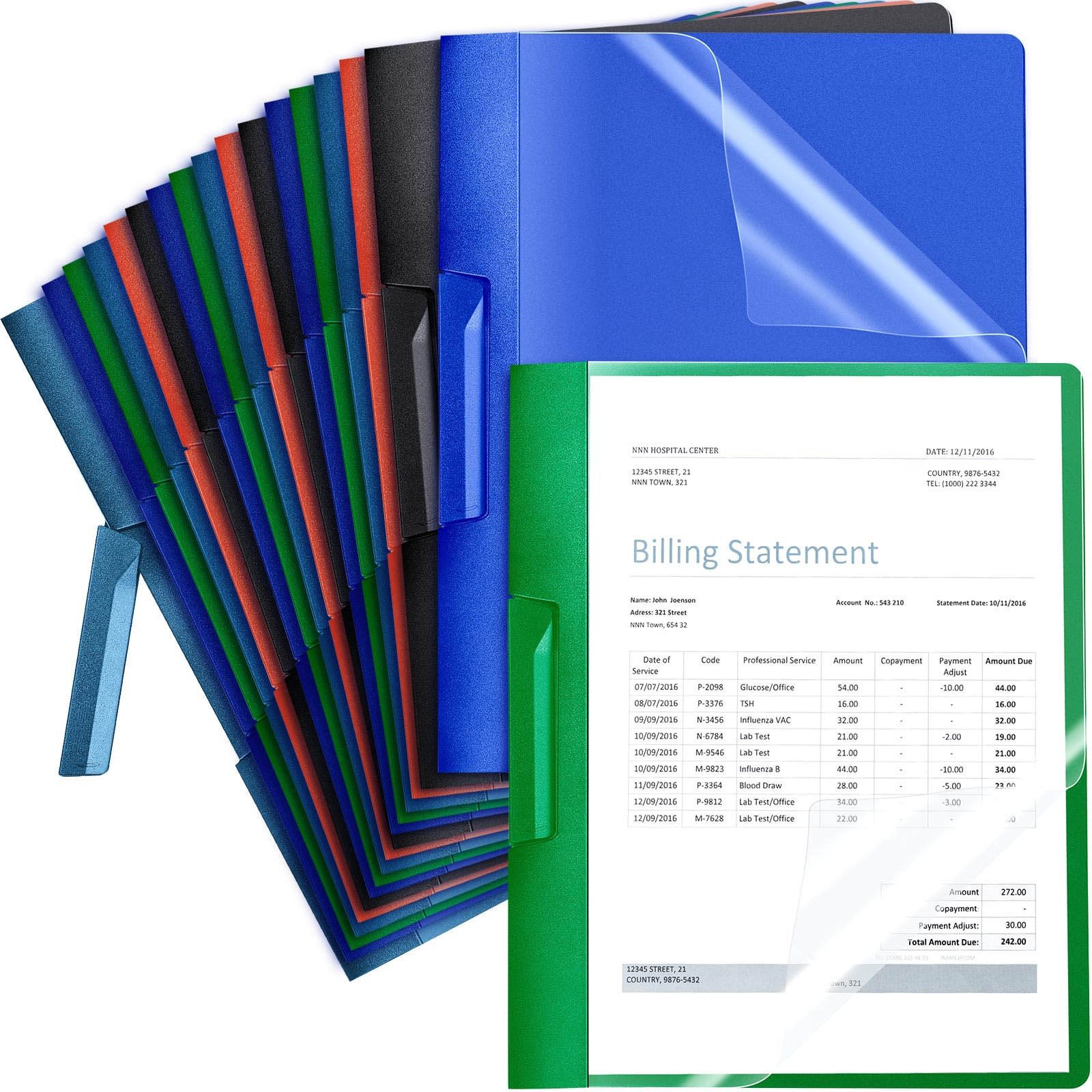 Maitys 25 Pack Durable Clear Report Covers with Rotary Clip 11 x 9 in Letter Size Presentation Folders Transparent Front Cover Portfolio Folder Resume