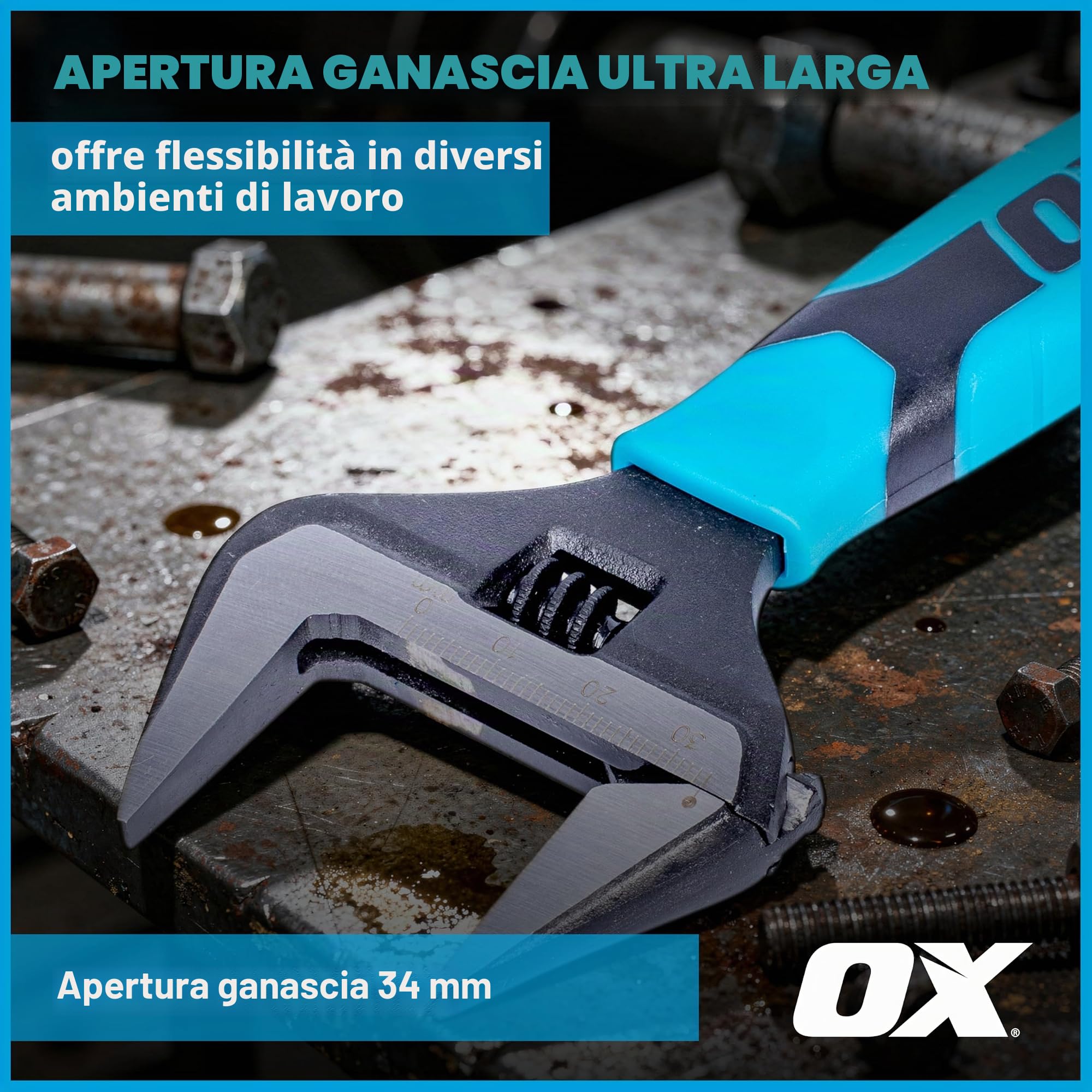 OX - Chiave regolabile professionale, extra larga, multicolore, OX-P324606, multicolore, OX-P324606