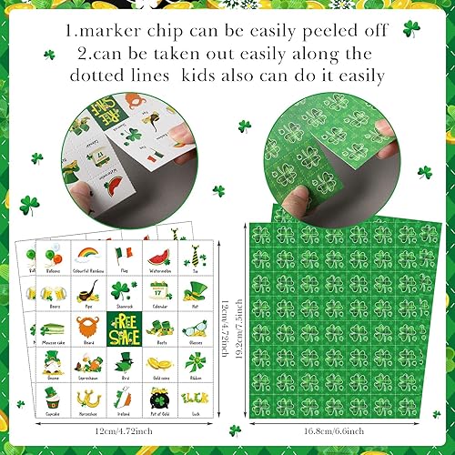 Miniatura 3 de Liliful 39 piezas de juegos de bingo del día de San Patricio para adultos, niños y niñas, 28 jugadores, tarjetas de bingo de San Patricio, juegos de