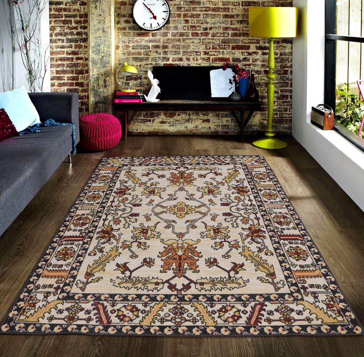 Msrugs KLM Traditional Oriental Medallion Persian Style Brown Beige Area Rug
