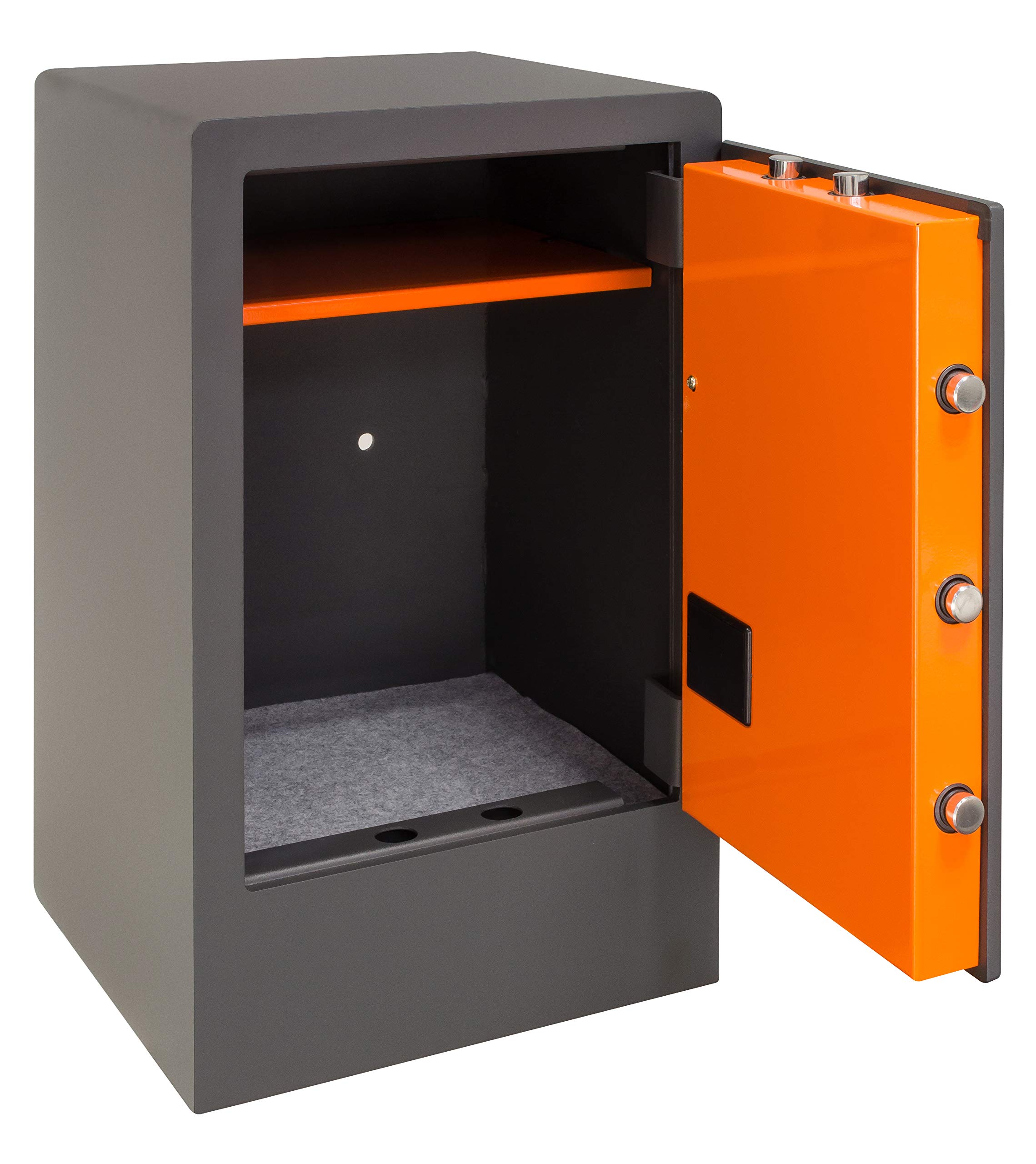 ARREGUI Plus C 180090 Caja fuerte con llave y codigo, con zócalo | Caja de seguridad con apertura certificada de llave y teclado | Caja fuerte electronica doble seguridad | 62 x 38,5 x 36 cm | 68L
