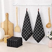 Vista 7 de Mordimy - Paños de cocina de 100% algodón de rizo, paños de cocina suaves y absorbentes a cuadros, trapos para lavar platos de secado rápido, Negro