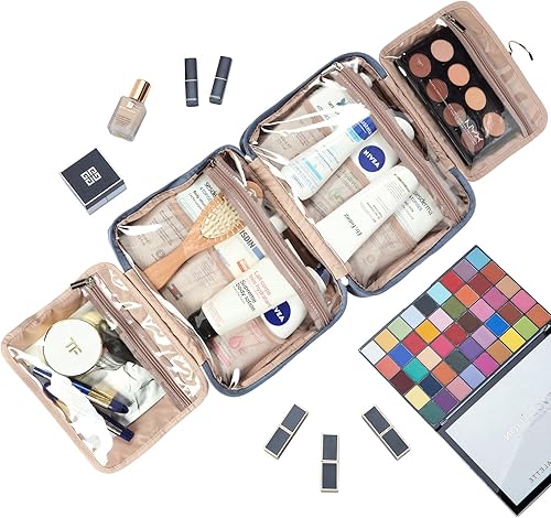 Miniatura 4 de NISHEL - Neceser de aseo colgante para viaje, organizador de maquillaje, estuche de maquillaje para accesorios de viaje, baño, ducha, Aegean-Blue