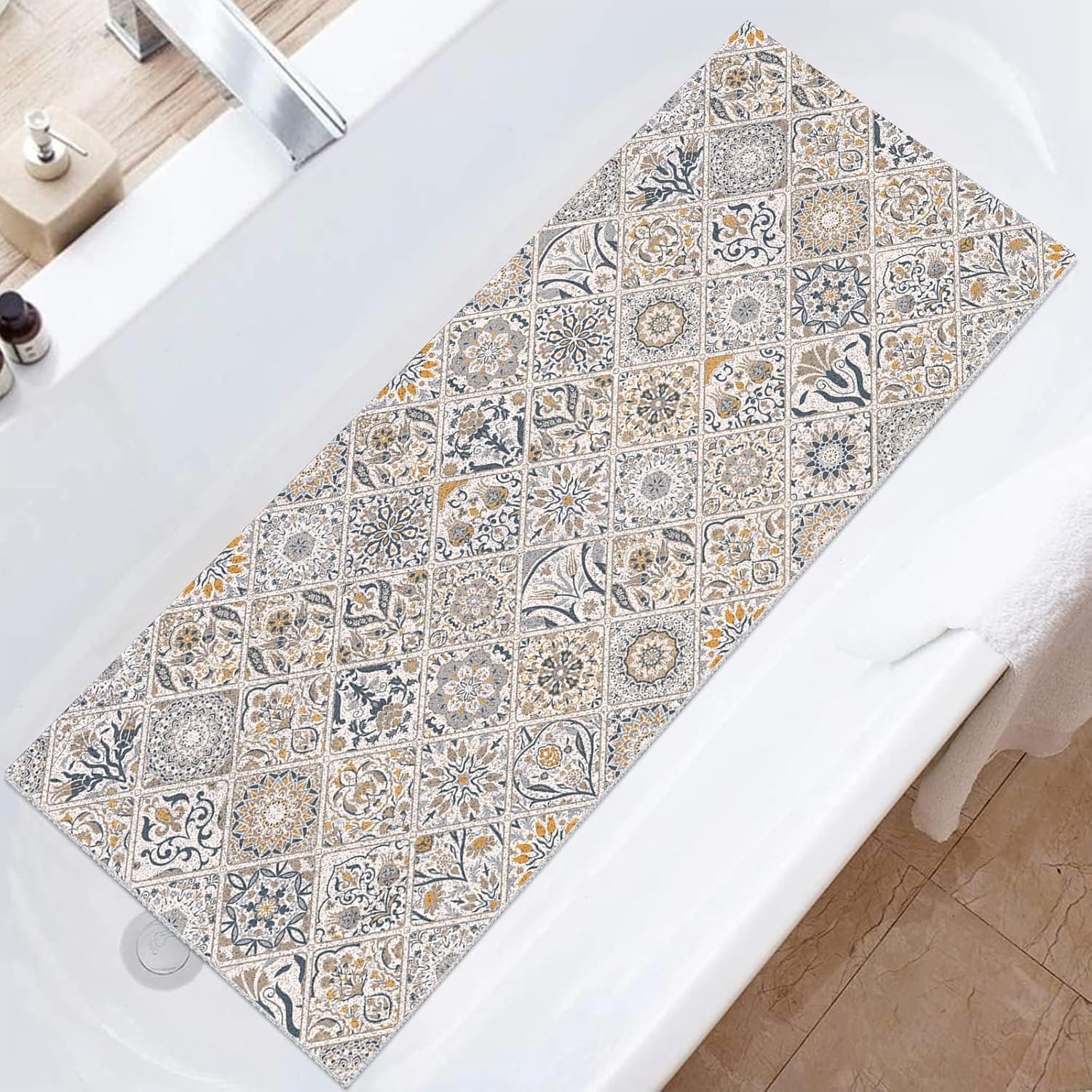 48x36 Extra Large Shower Mat for Shower Stall Tub, Non Slip Bath Mat Bathroom Accessories, PVC Loofah Mats for Shower and Bathroom, Quick Drying