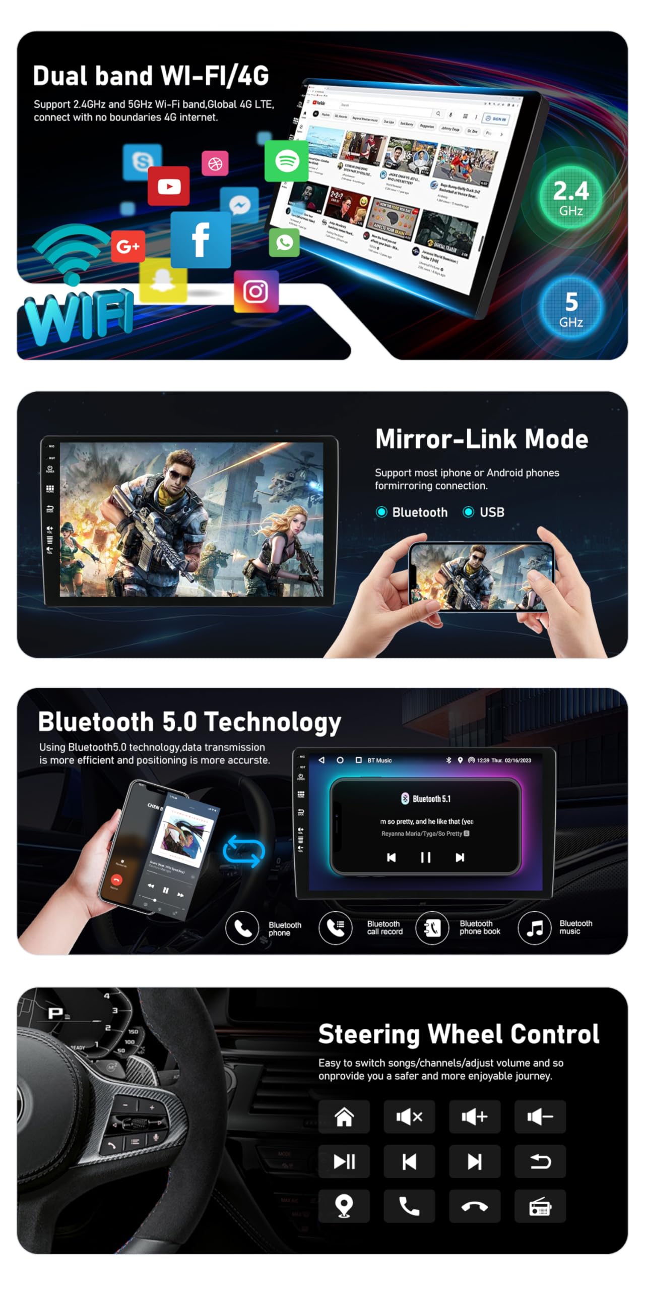 [4+64G] Android 16 Autoradio pour Chevrolet Tracker 3 Trax 2013-2015:[Intégré CarPlay/Android Auto/GPS/Bluetooth 5.0/MirrorLink/Commande au Volant/USB/4G/WiFi/2 Din] -IPS 9" Écran Tactile
