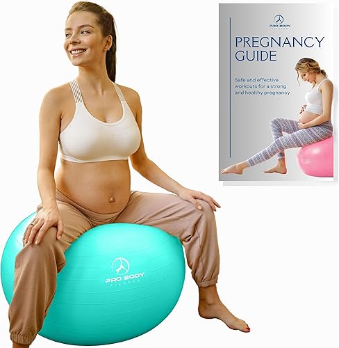 ProBody Pilates Pregnancy Ball - Yoga Ball for Pregnancy with Book, Prenatal, Labor & Postnatal Maternity Exercise