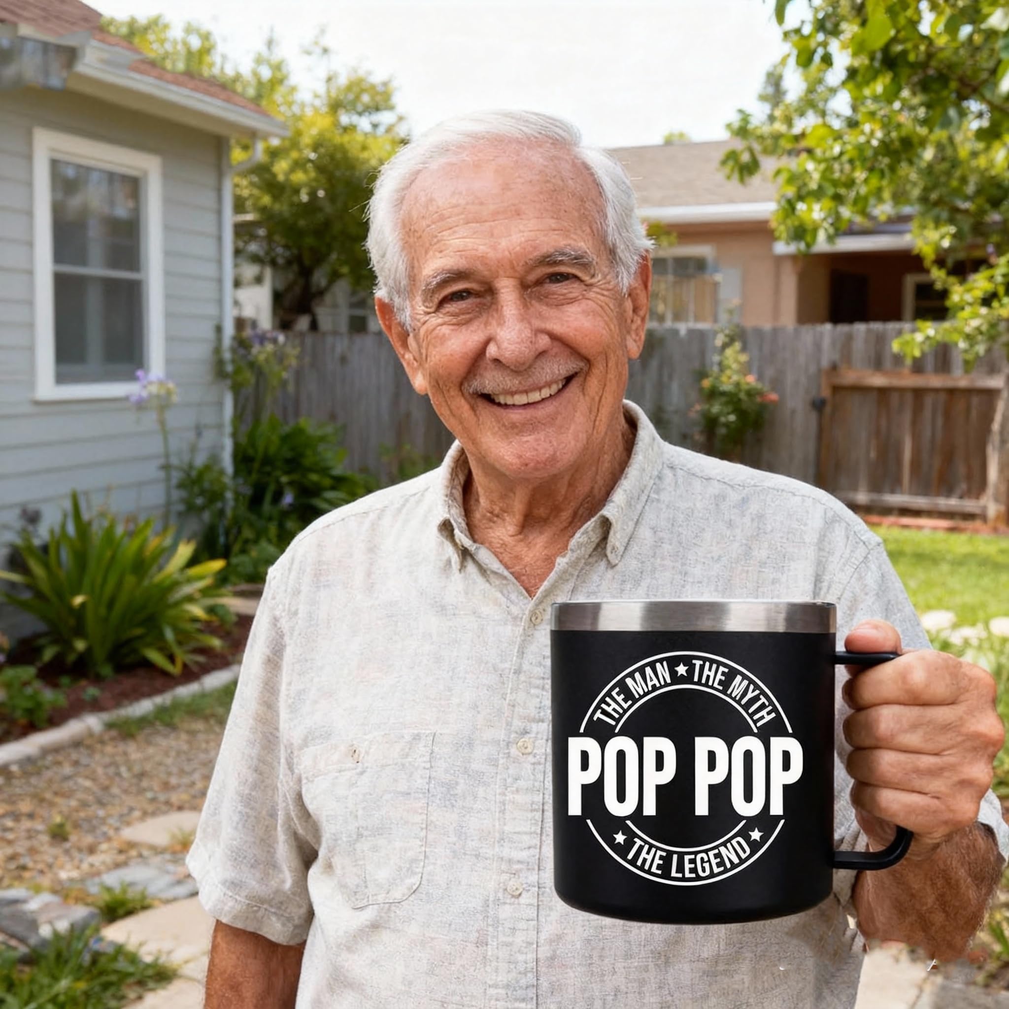 Pop Pop Gifts, Pop Pop The Man The Myth The Legend Coffee Mug, Father's Day Birthday Gifts for Grandpa Dad Papa from Grandkids, Papa Cups 14 Oz