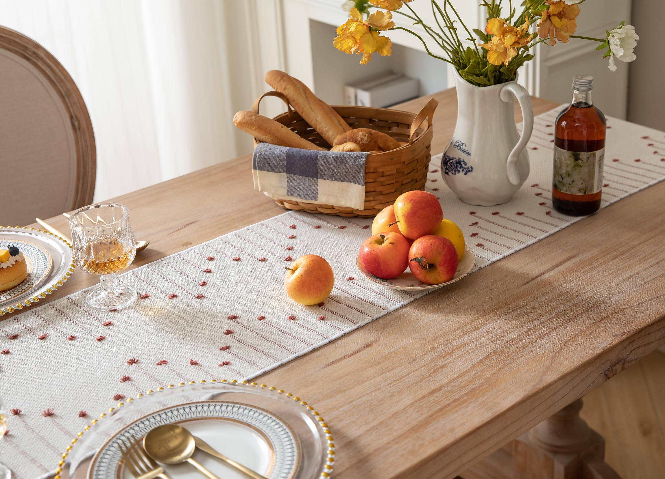 Rust Beige Table Runner - Boho Chic -4 Rust Beige Table Runner - Boho Chic -4