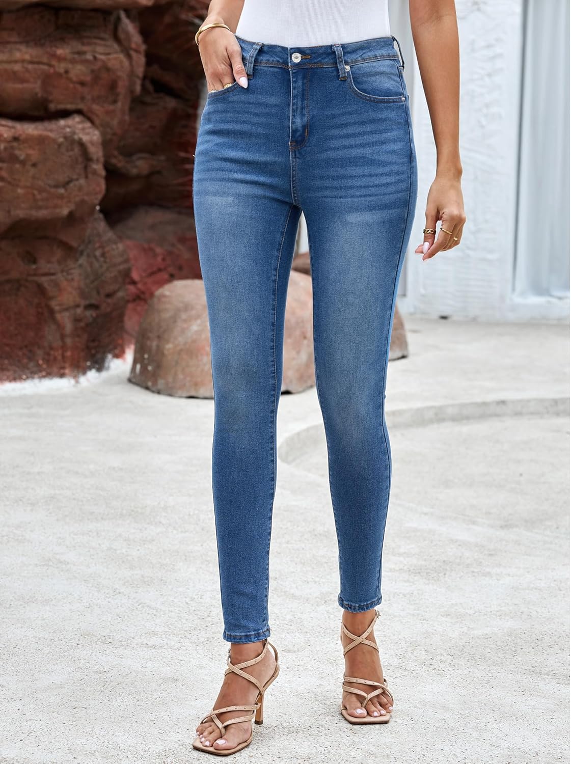 LookbookStore Skinny Jeans for Women Trendy High Waist Slim Fit Comfort Jeggings Jeans Stretchy Denim Pants Work Casual - Image 8