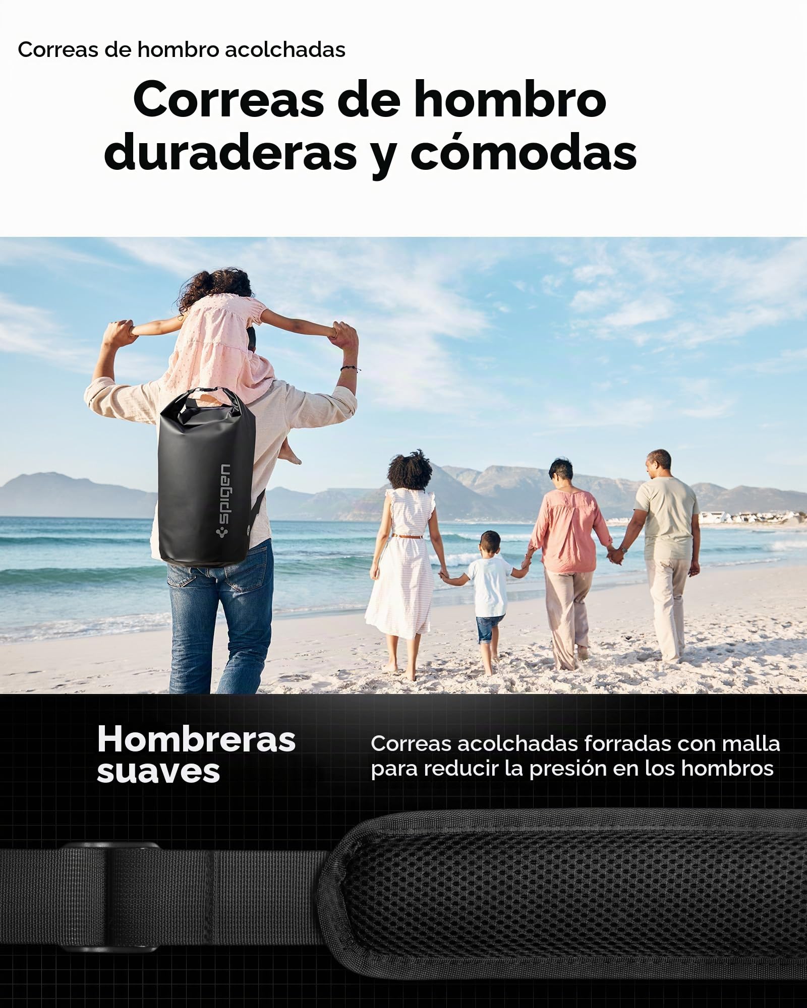 Spigen Aqua Shield Bolsa Impermeable, 30L Dry Bag, Bolsa Seca, Mochila con Correas Acolchadas Ajustables para Playa, Piscina, Pesca, Natación, Camping, Canoa, Senderismo, Kayak