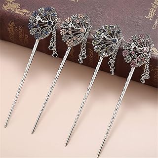Vintage Hair Stick, Crystal Rhinestone Double Prong Hair Pin Stick Hairstyle Chignon Hairpin A3