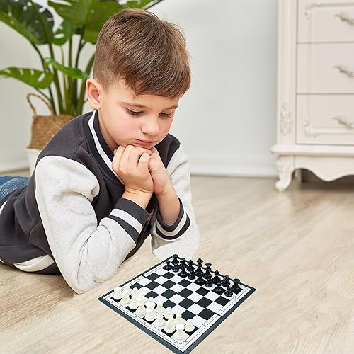 Miniatura 6 de KIDAMI Mini juego de ajedrez de viaje plegable magnético, juego de mesa de ajedrez ligero y portátil, juguetes STEM de desarrollo educativo para