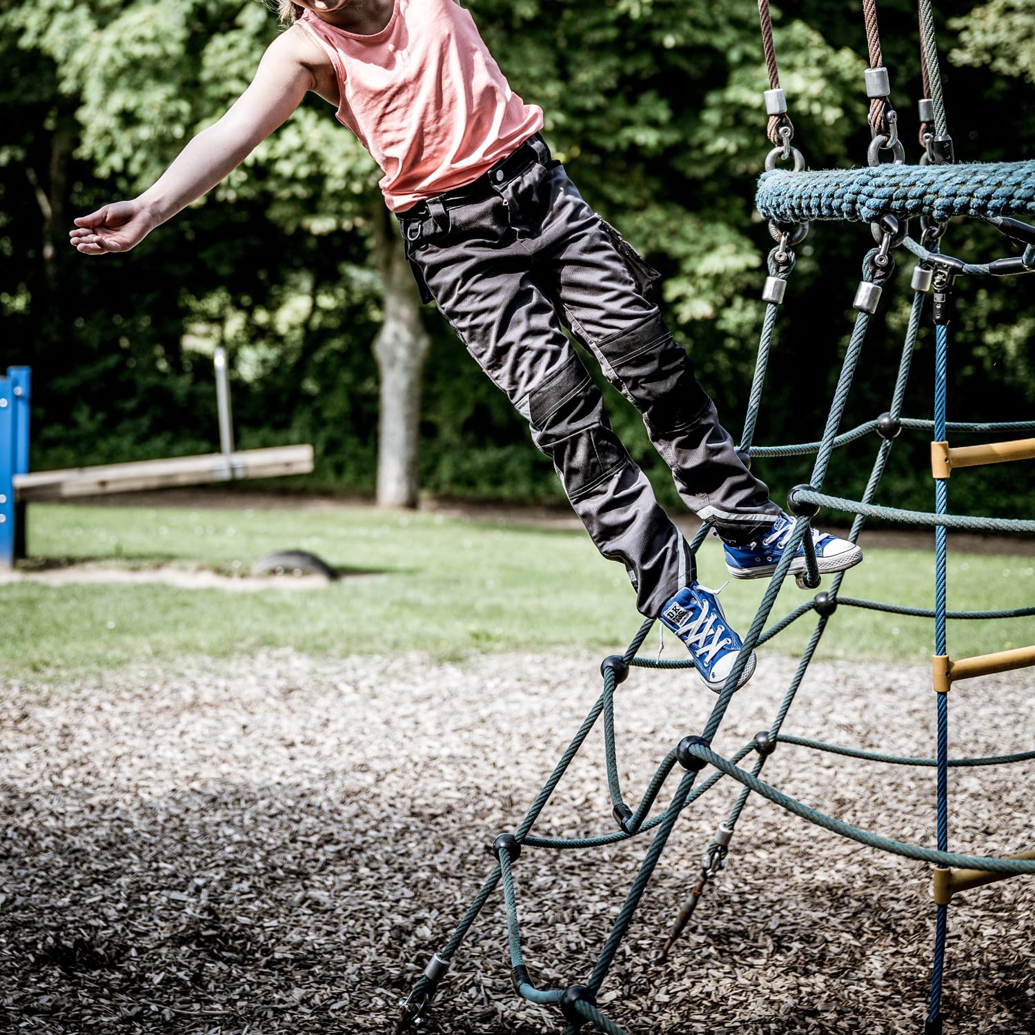 Nitras Motion TEX Kids 7612 Kinder-Outdoorhose - Arbeitshose lang - Garten-Hose mit Werkzeug-Taschen & Gummizug im Bund