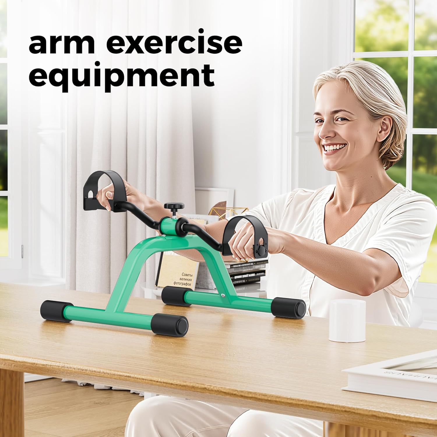 Pedal Exerciser Mini Exercise Bike for Leg and Arm Recovery Exercise Lightweight and Portable Floor Bike Green