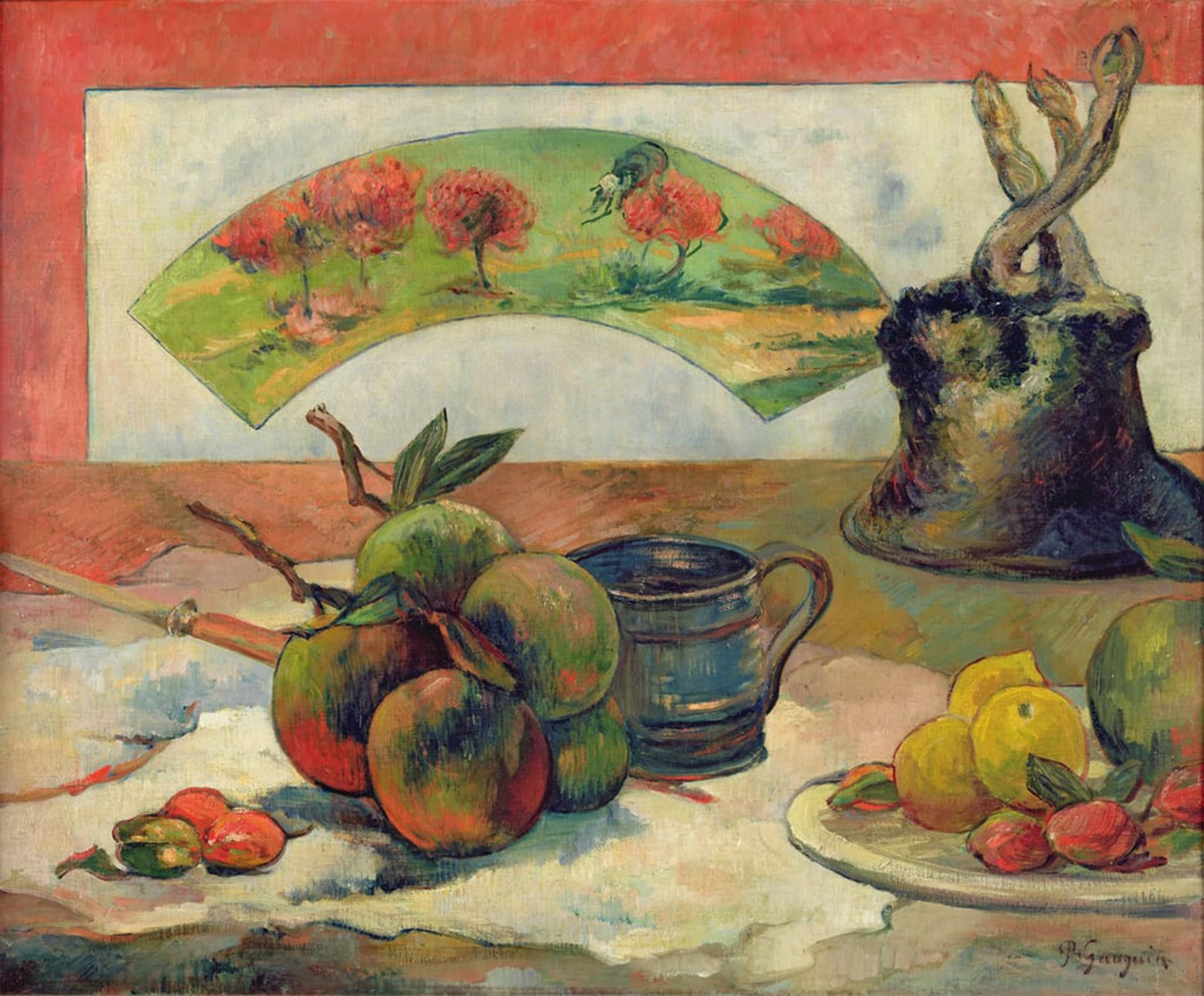 ARTXLXXBN Famous Painting Canvas Artwork Graffiti Print Still Life with a Fan by Paul Gauguin Portrait Canvas Image for Home Decor 60x90cm
