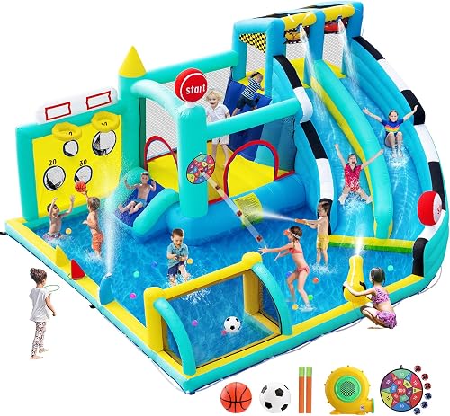 Château Gonflable XXL avec Toboggan pour Enfants Extérieu…