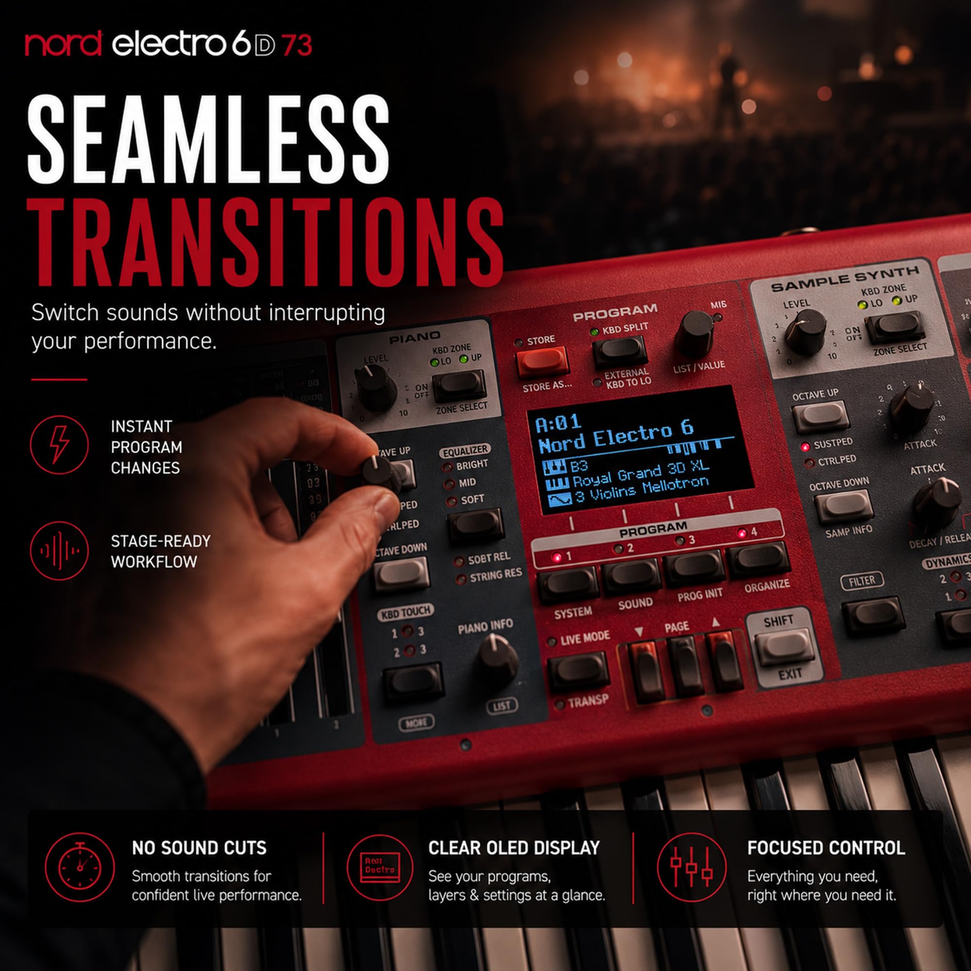 Amazon.com: Nord Electro 6D 73 Stage Piano Bundle with Sustain