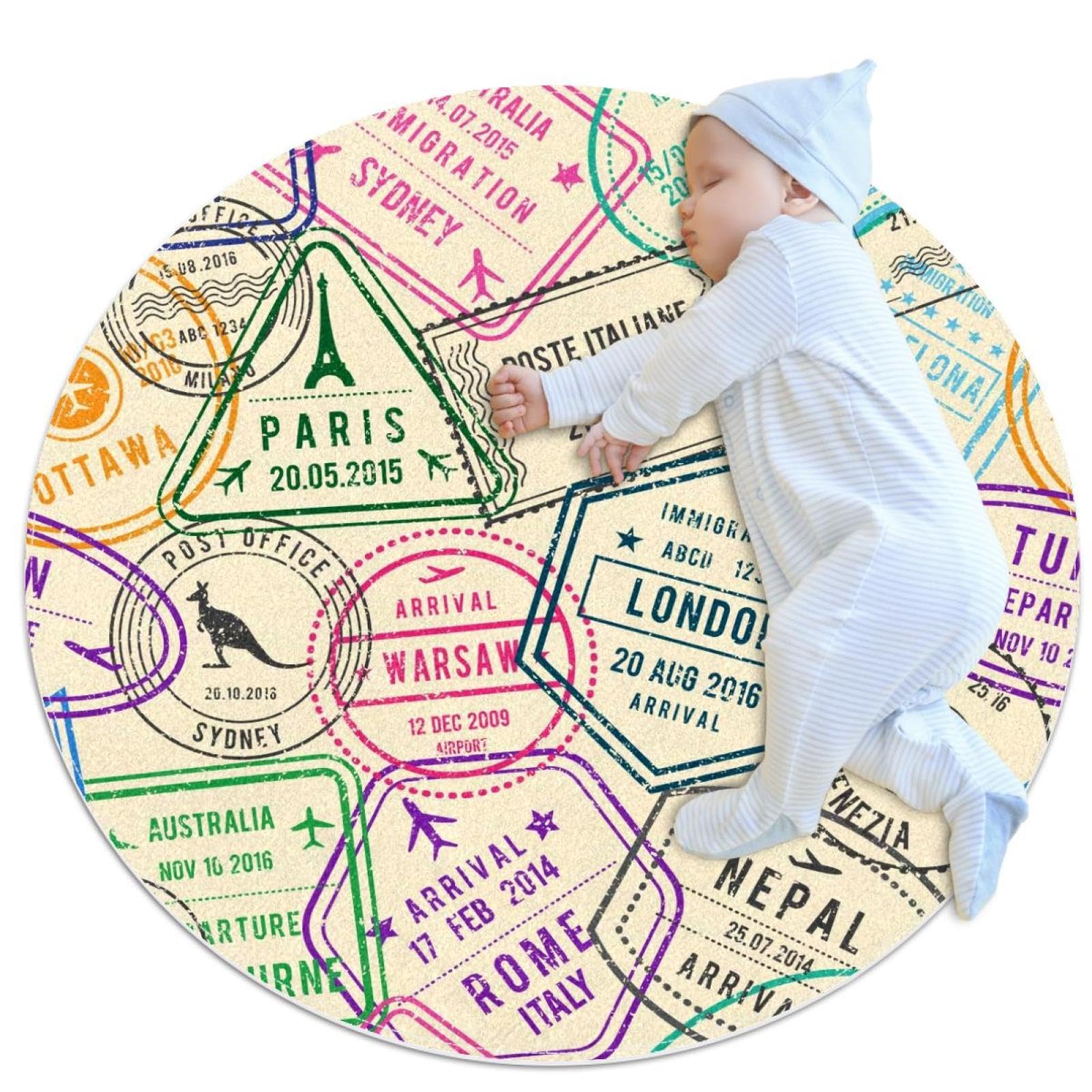 Tapis de salle de bain rond 1m antidérapant pour chambre enfant et canapé