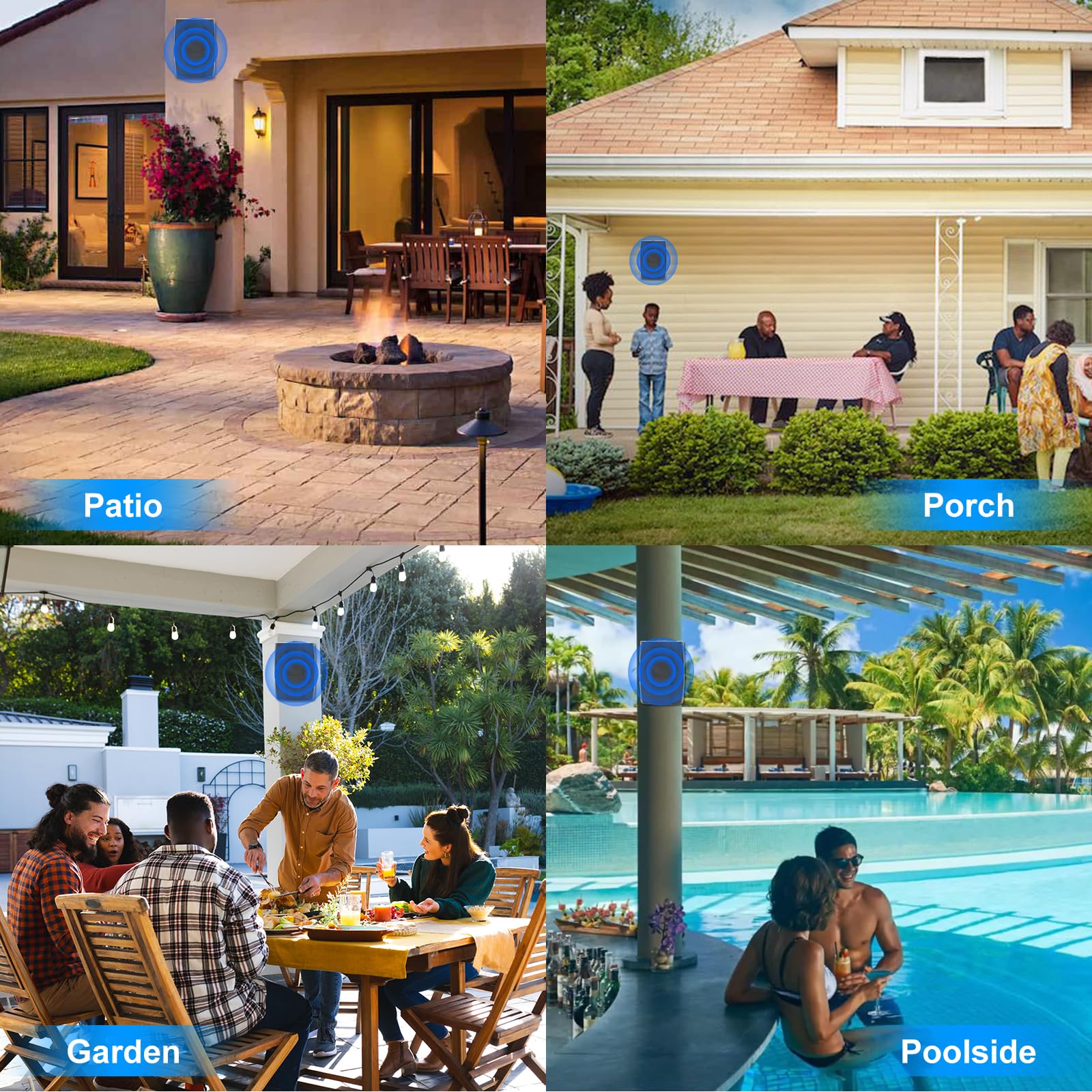 Herdio 400W 6.5 Pulgadas de Altavoces Exteriores Passivo, Altavoz de Pared de con potentes para Patio en el Patio Trasero de la Cubierta Junto a la Piscina en casa (Pareja, Negro)