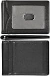 Slim Wallet avec Clip d'argent RFID Blocking Minimalist Bifold Wallet pour hommes En Cuir véritable Porte-cartes de poche avant