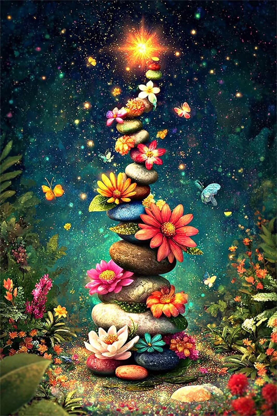 Puzzle 5000 elementów dla dorosłych, kamienie kwiatowe - idealnie zagnieżdżone elementy z literami do sortowania z tyłu - bez kurzu - duży rozmiar 156 x 105 cm - Pomysł na prezent dla seniorów