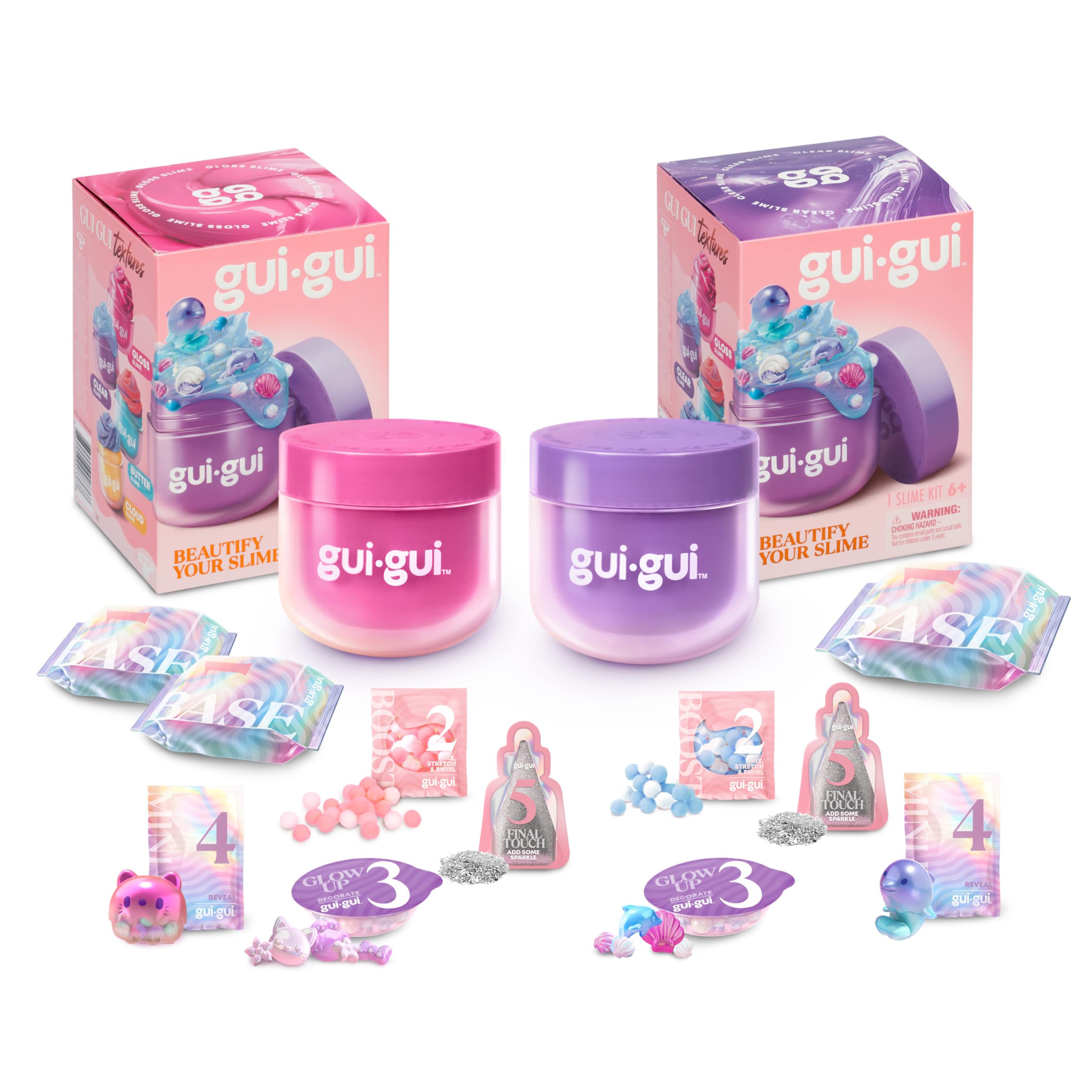 Gui GuiScented Slime 2-Pack Bundle, Clear & Gloss, 5 Step DIY Process to Customize Your Ultimate Slime Glow-Up, Resealable and Reusable Container, ASMR Experience