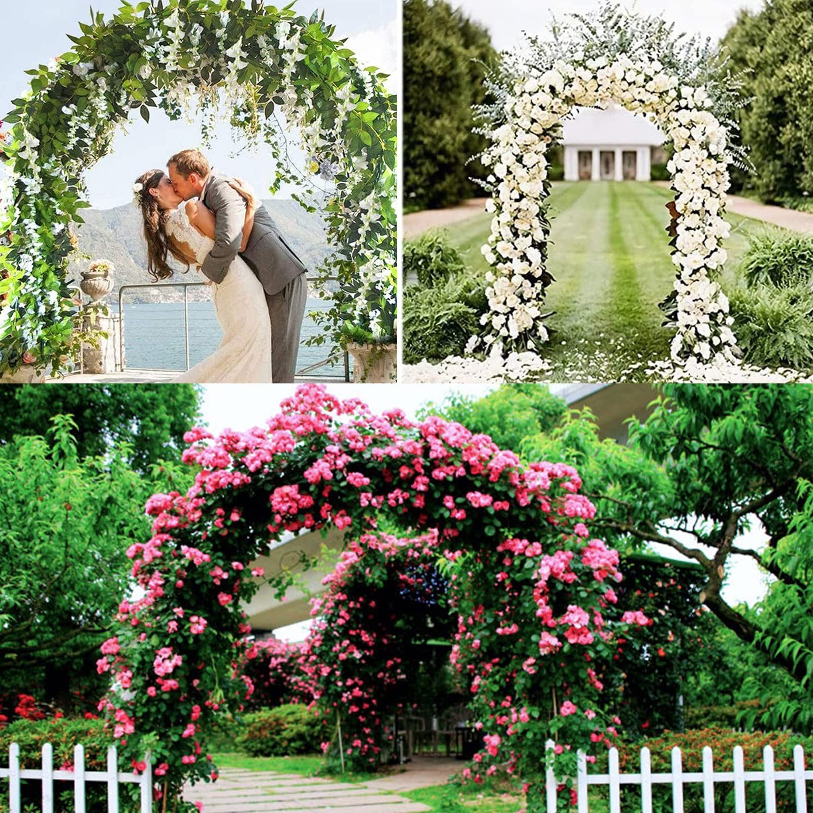 Arco da giardino per piante rampicanti, griglia in ferro battuto, arco per rose, pergolato decorativo da giardino, facile da installare, per esterni, prato, terrazza, matrimoni e serate romantiche