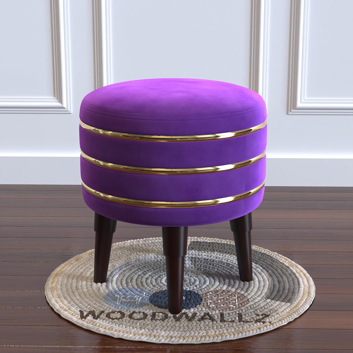 WOODWALLZ Velvet Upholstered Stool Ottoman Sofa Side Stool Small