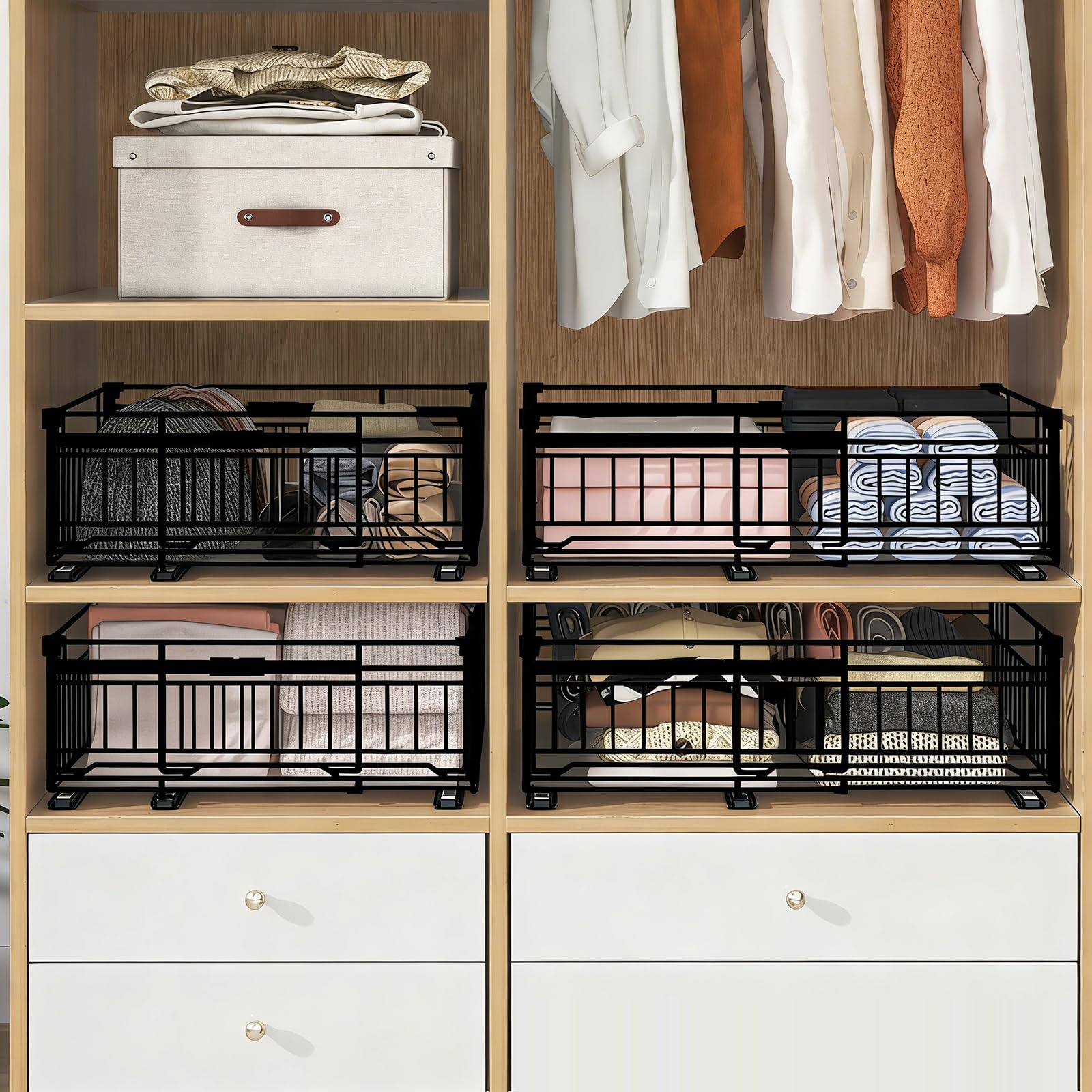 Houkiper Ausziehbare Teleskopschublade 38cm Tief, Ausziehbare Schublade Küche Organizer Schrank Mit Kleber, Putzmittel Organizer No Drill Spülschrank Organizer, Einstellbarer Breite, 50x38x17cm
