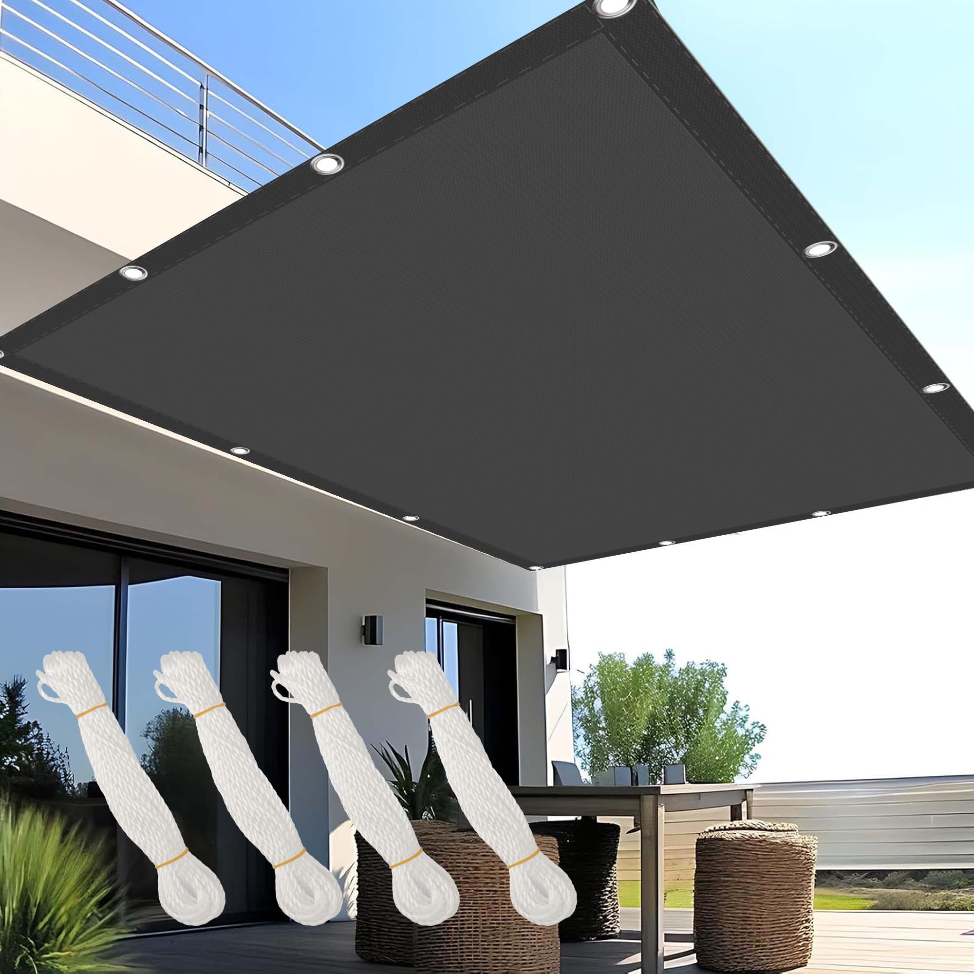 Ombrellone da balcone rettangolare leggero da 1 x 1 m, protezione UV al 98% e resistenza al vento, perfetto per giardino e campeggio, colore grigio scuro