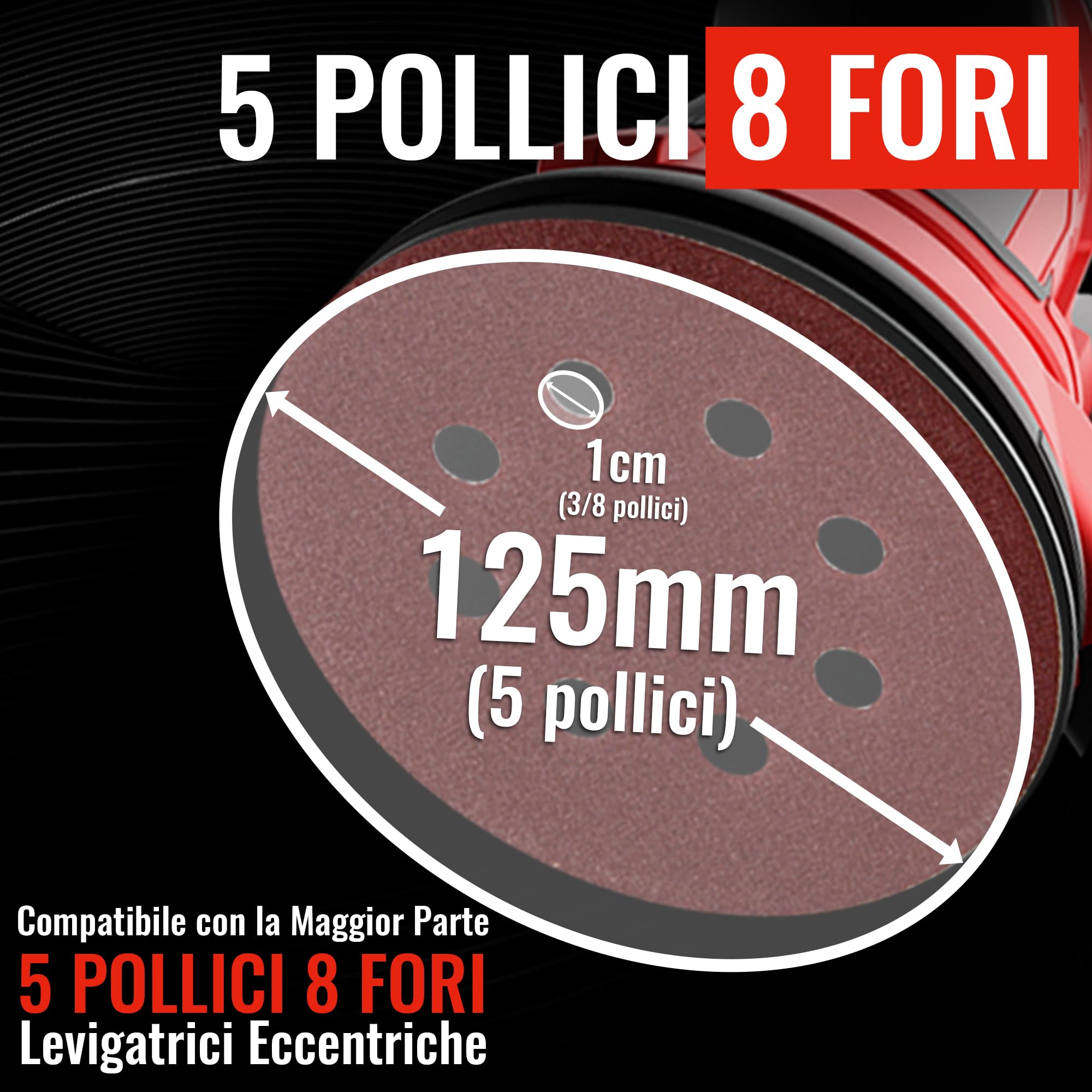 100 Pezzi Dischi Abrasivi ø125mm Per Levigatrice Orbitale - Grana 40/60/80/120/180, 8 Fori Per Aspirazione Polvere - Foto 5