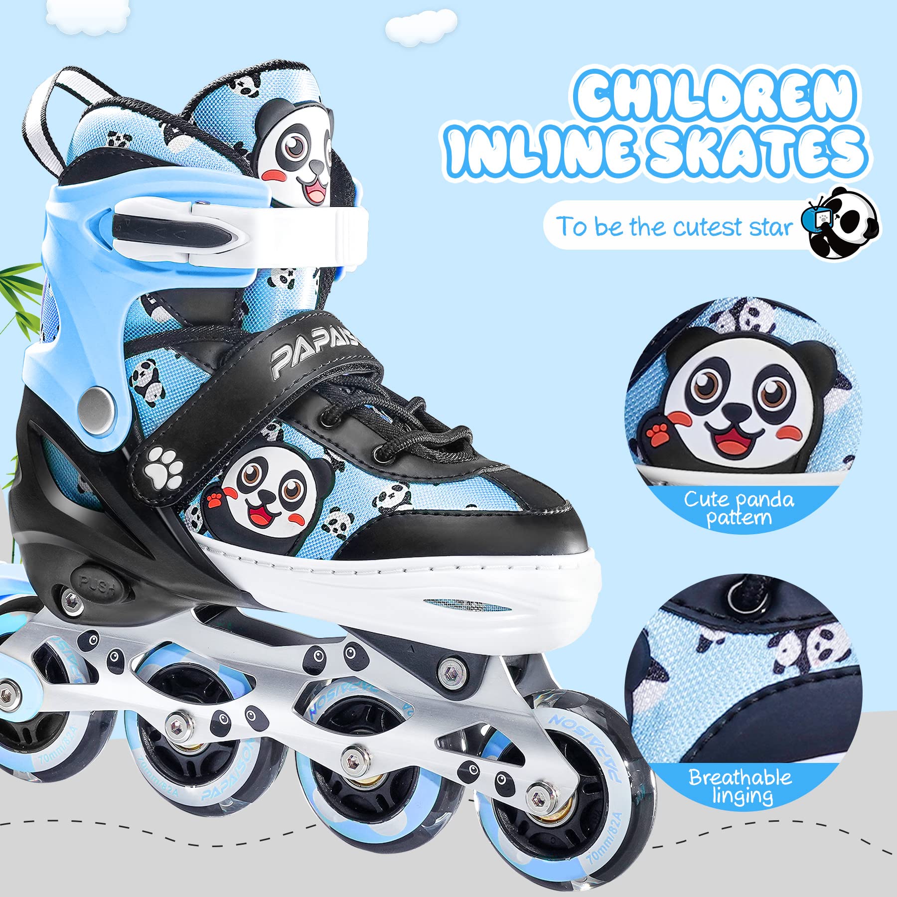 Norcal Inline Panda Snapklik.com : PAPAISON Panda Inline Skates For Girls & Boys, Kids 4 ...