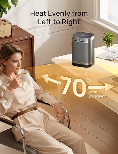 Miniatura 22 de Dreo Calentador de espacio, calentadores eléctricos portátiles de 1500 W para uso en interiores, calentador de cerámica PTC para oficina con control