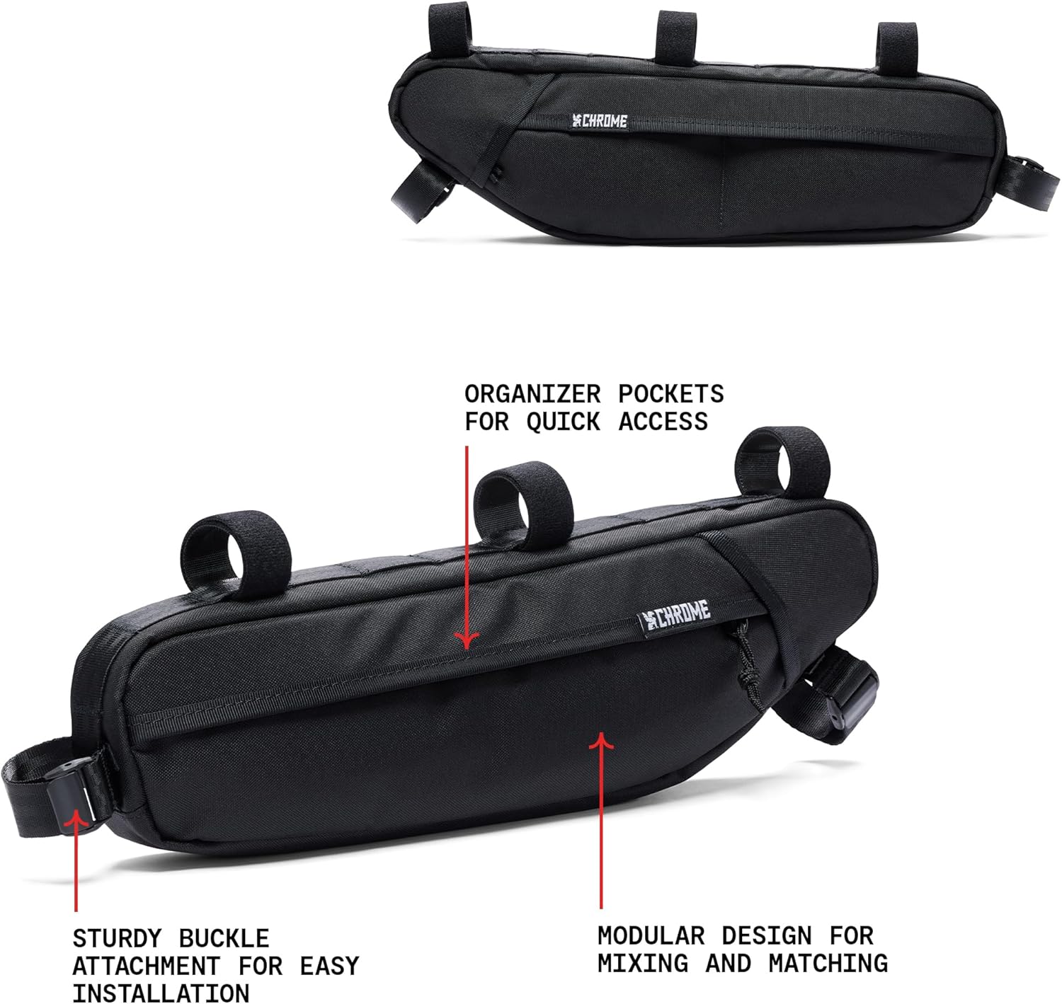 Chrome Industries Holman Frame Bike Bag – Bicycle Storage Accessories for Road Bikes, Commuting, Outdoor, Travel, & Camping – Black, S/M