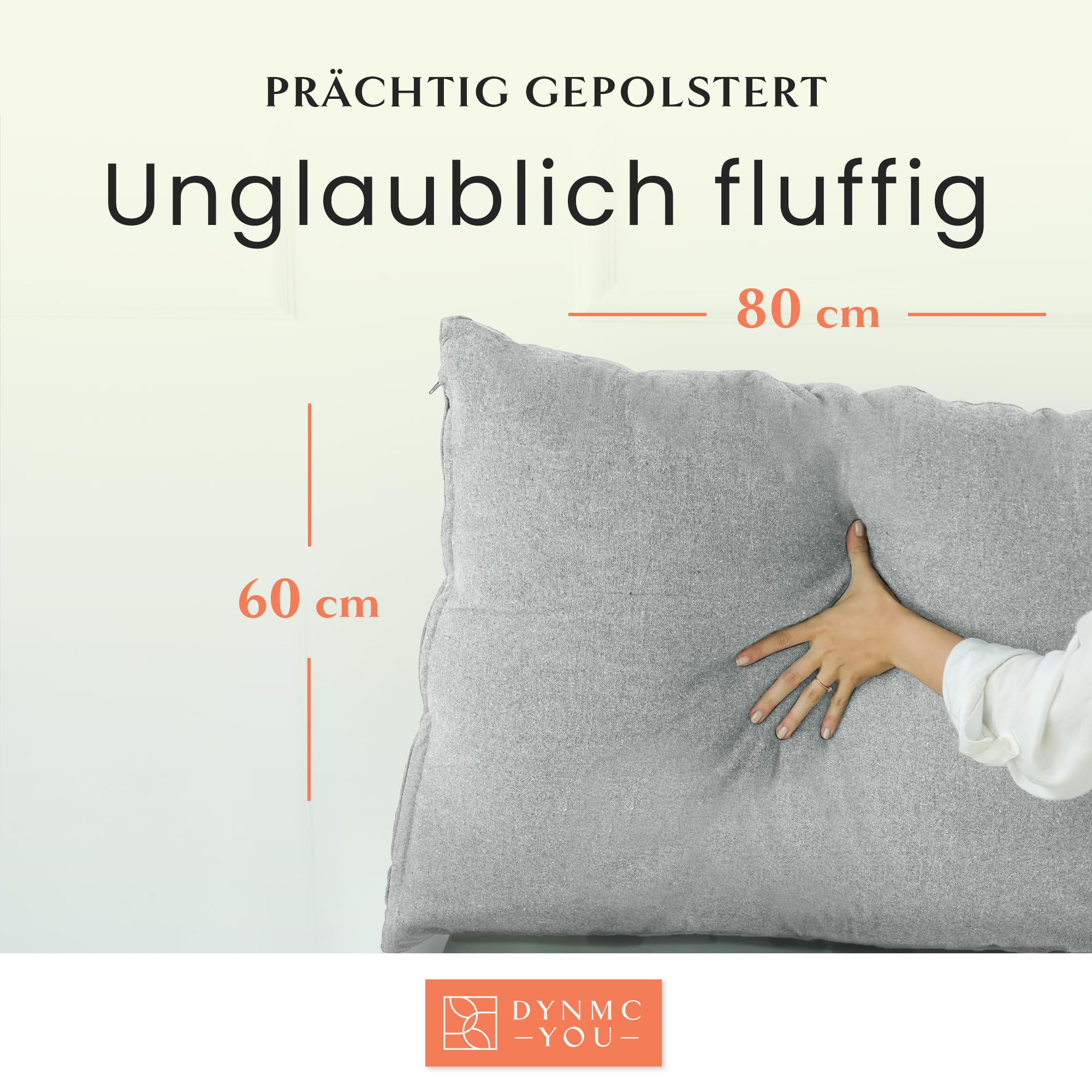 Sofakissen 80x60 cm 2er Set – weiche, prall gefüllte Couchkissen mit Bezug