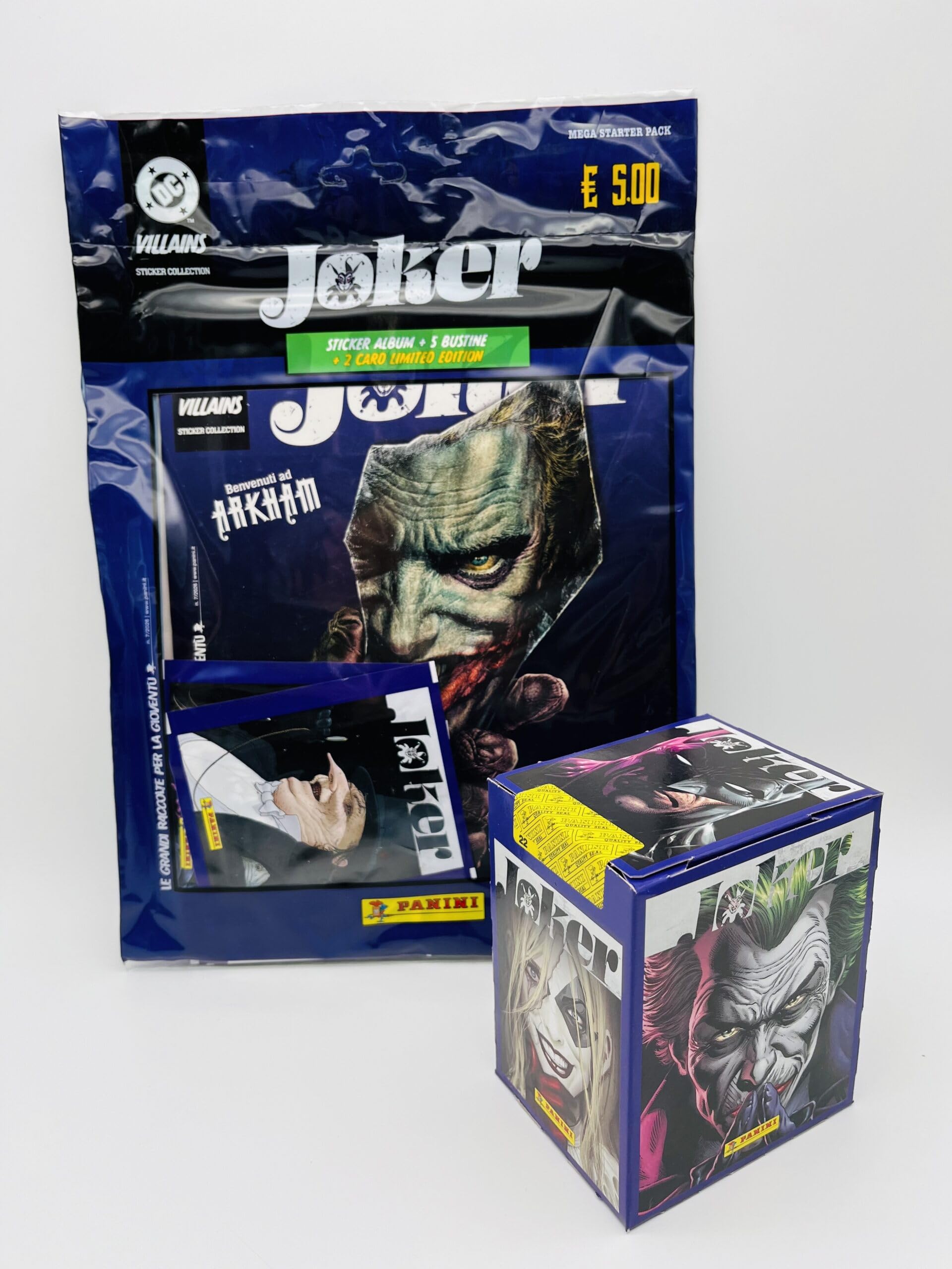 manuelkant Zestaw startowy + pudełko 36 koszulek do zbierania kart Joker Welcome to Arkham Asylum naklejki i kolekcja kart