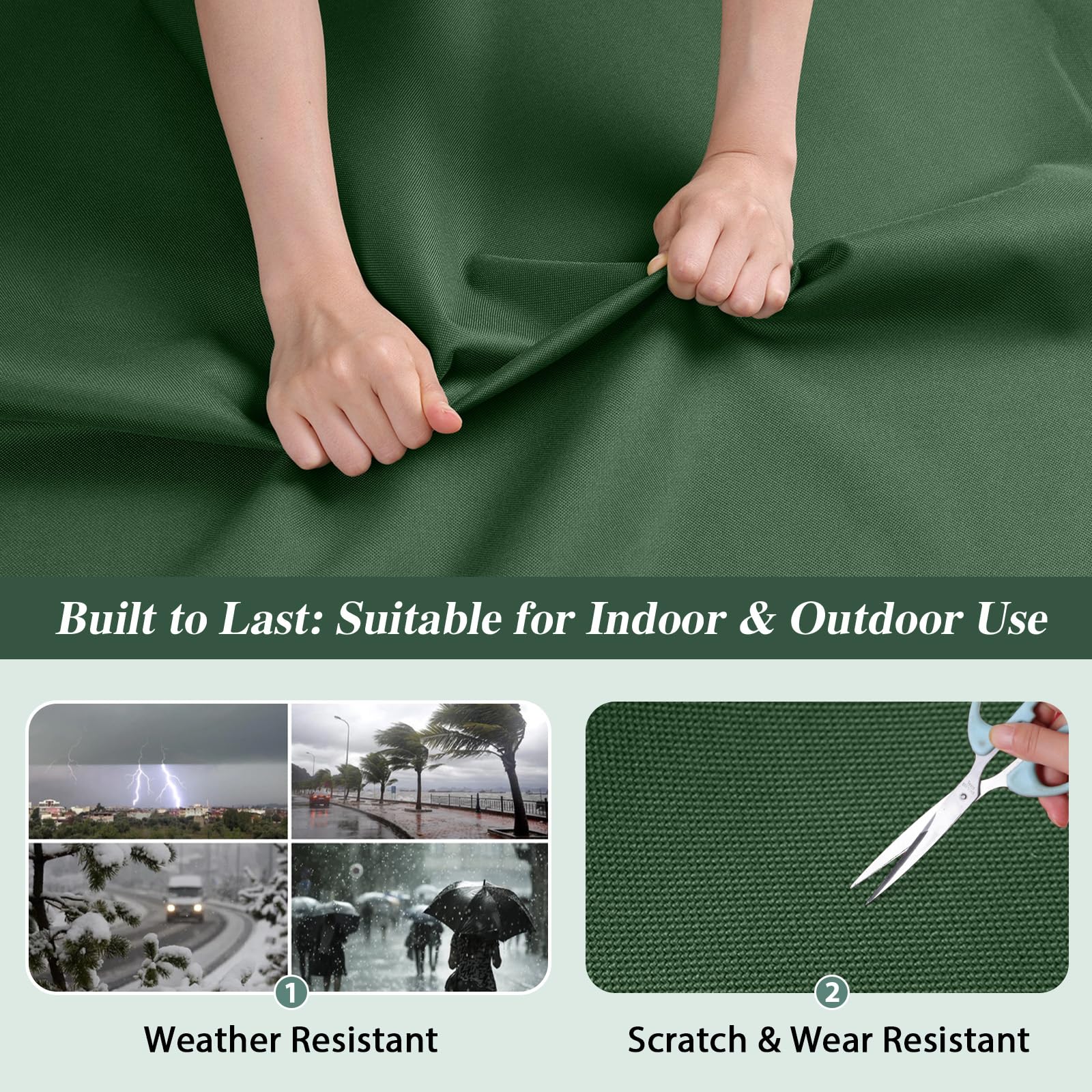 ANMINY 100 % wasserdichter Segeltuchstoff, 4,5 m breit, 600D Polsterstoff mit PVC-Rückseite, Ripstop-Oxford-Material für Möbelbezüge, Zelt, Auto, Grün