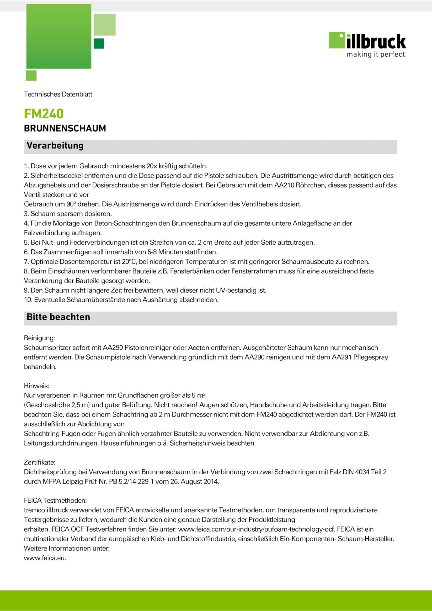 FM240 - Espuma de poliuretano para fuente, resistente a la putrefacción del agua y al calor, 750 ml con limpiador AA290 + pistola de espuma Business, 24 unidades