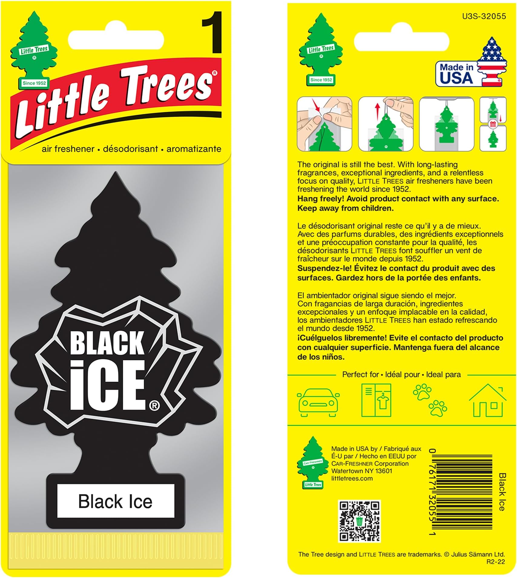 Air Freshener Tree MTR0004 Black Ice Fragrance For Car Home Boat Caravan - Single Pack