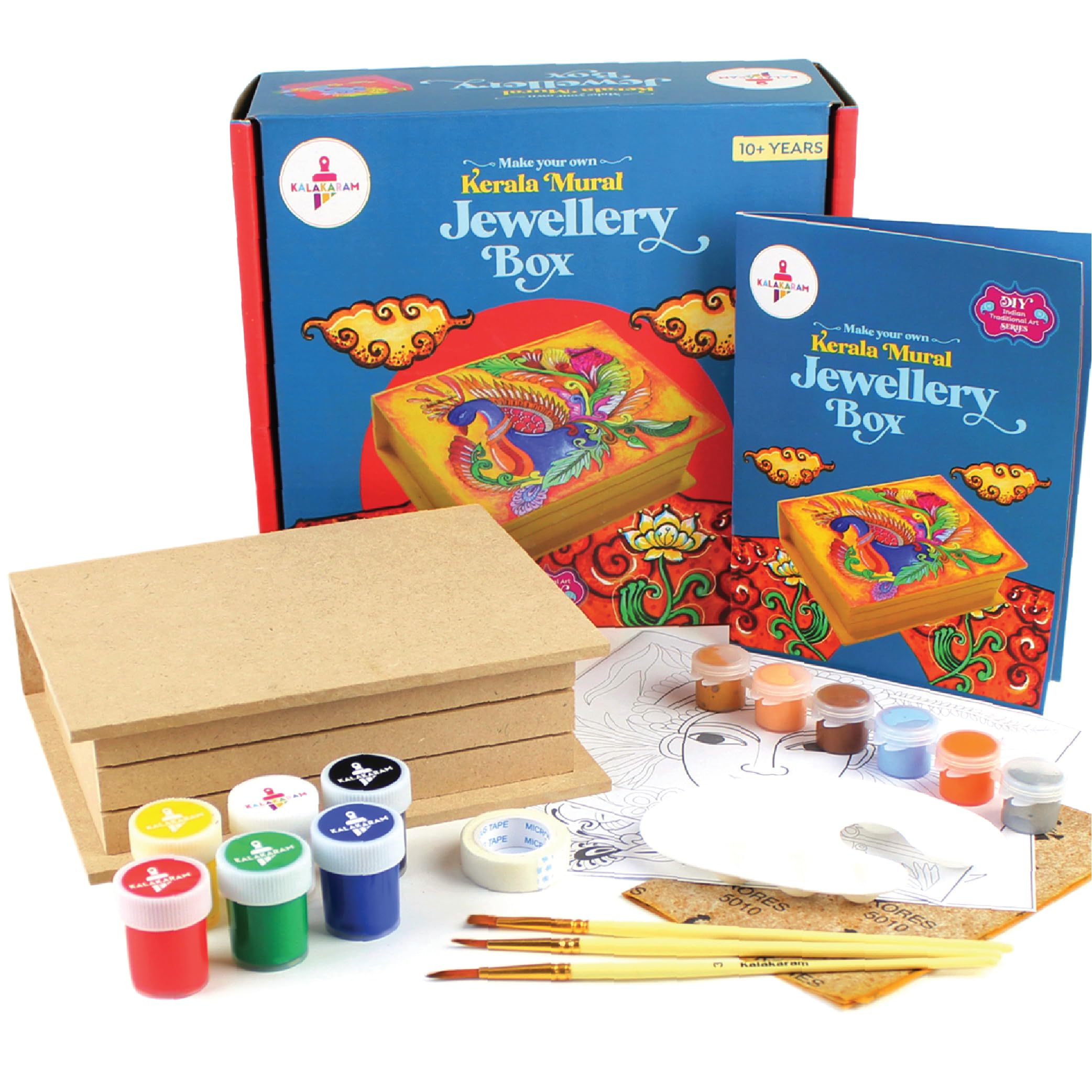 Kalakaram DIY Kerala Mural Jewellery Box Painting Kit, Customise Your Own Jewellery Box, Indian Ethnic Art Form Painting Kit, Cultural Education & Indian History Kit with Bonus Written Material Explaining the Origin, Techniques, and Relevance of this (B0B2KB12QJ) Amazon Price History, Amazon Price Tracker