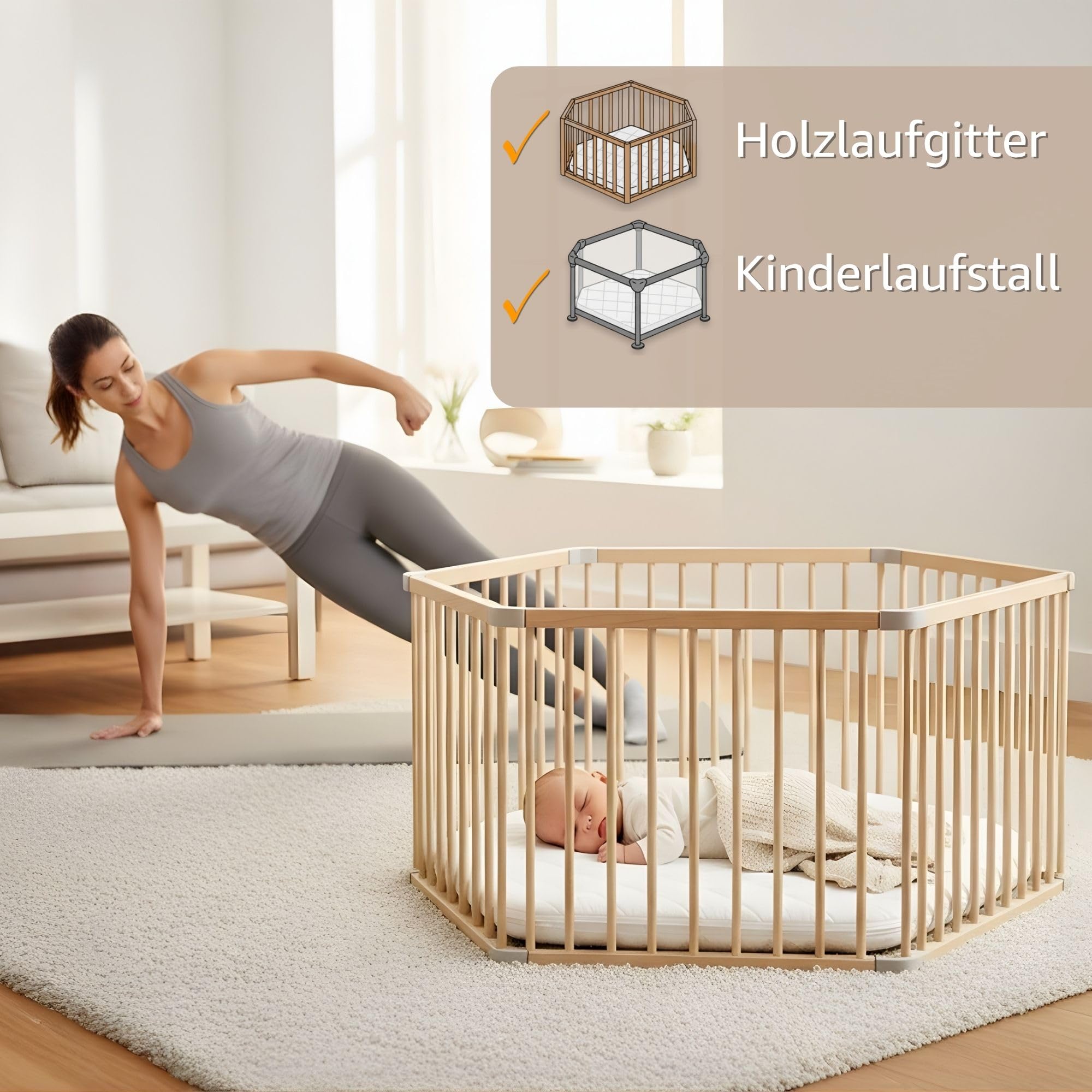 Totsy Baby Matelas de Parc Enfant Hexagonal 100x115 cm – Tapis de Parcs de Jeu pour Bebe cododo ou Sol Doux en Mousse avec Respirante Housse pour bébé Oeko-Tex 100 x 115