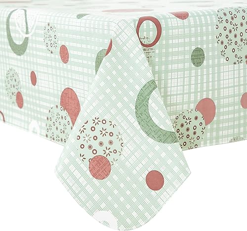 FIFTY-FEET Mantel cuadrado de 54 x 54 pulgadas, mantel de vinilo con reverso de franela para mesas cuadradas, cubierta de mesa de picnic de plástico