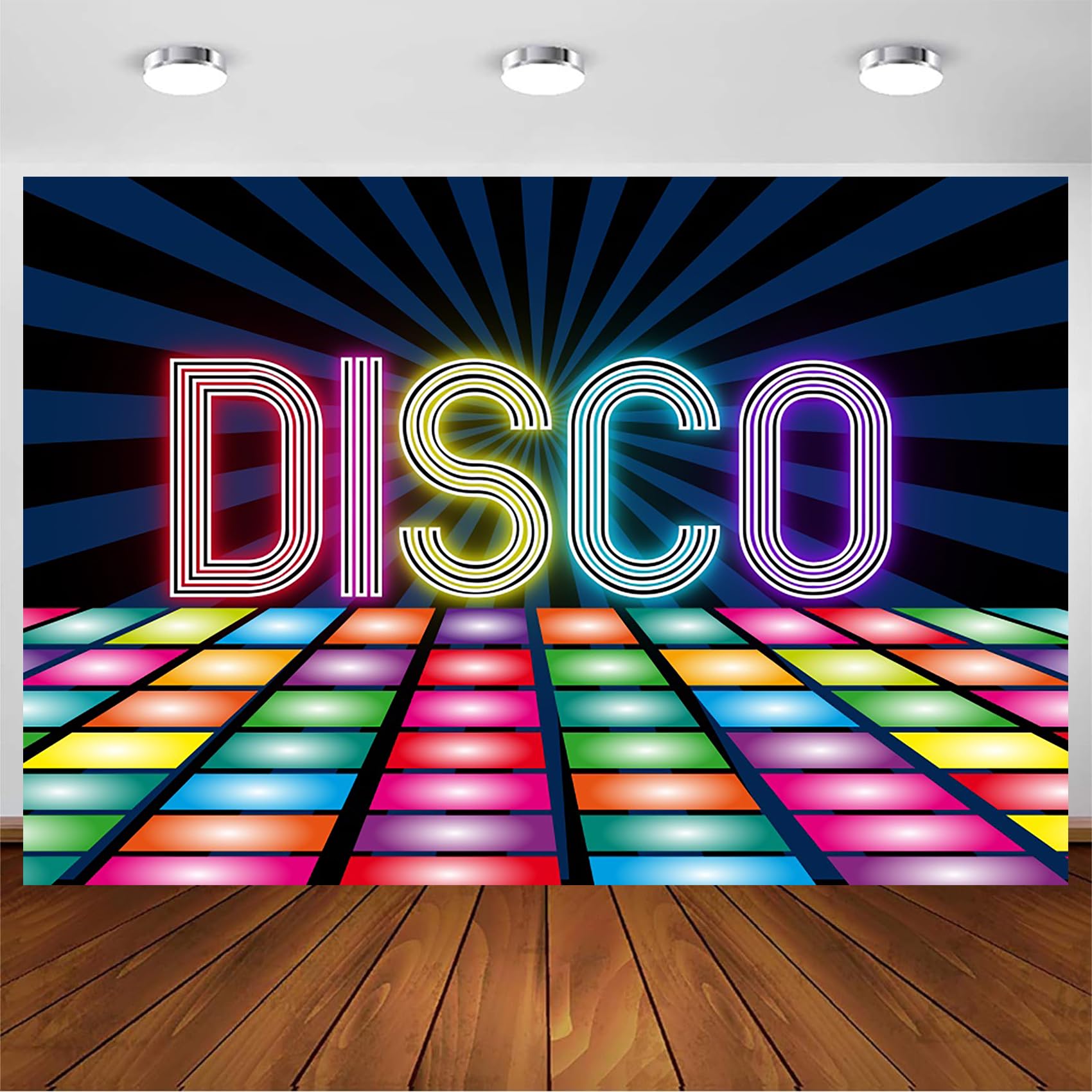 3,7 x 3 m dyskoteka impreza tło winylowe klub nocny neonowe światło muzyka taniec fotografia tło 'Let's Glow Crazy 80s 90' dorośli dyskoteka baner baner fotobudka rekwizyty