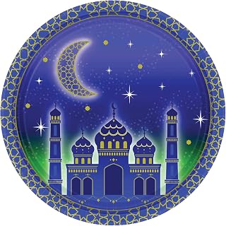 Eid Celebration Round Plates, 7" (Pack of 8) - Vibrant & Sturdy Celebration Plates, Perfect for Eid Parties & Festive Celebrations