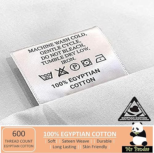 Miniatura 5 de Juego de sábanas de 100 % algodón egipcio, real de 600 hilos tamaño King, 4 piezas, tejido satinado, de alta calidad, se adapta a colchones de hasta