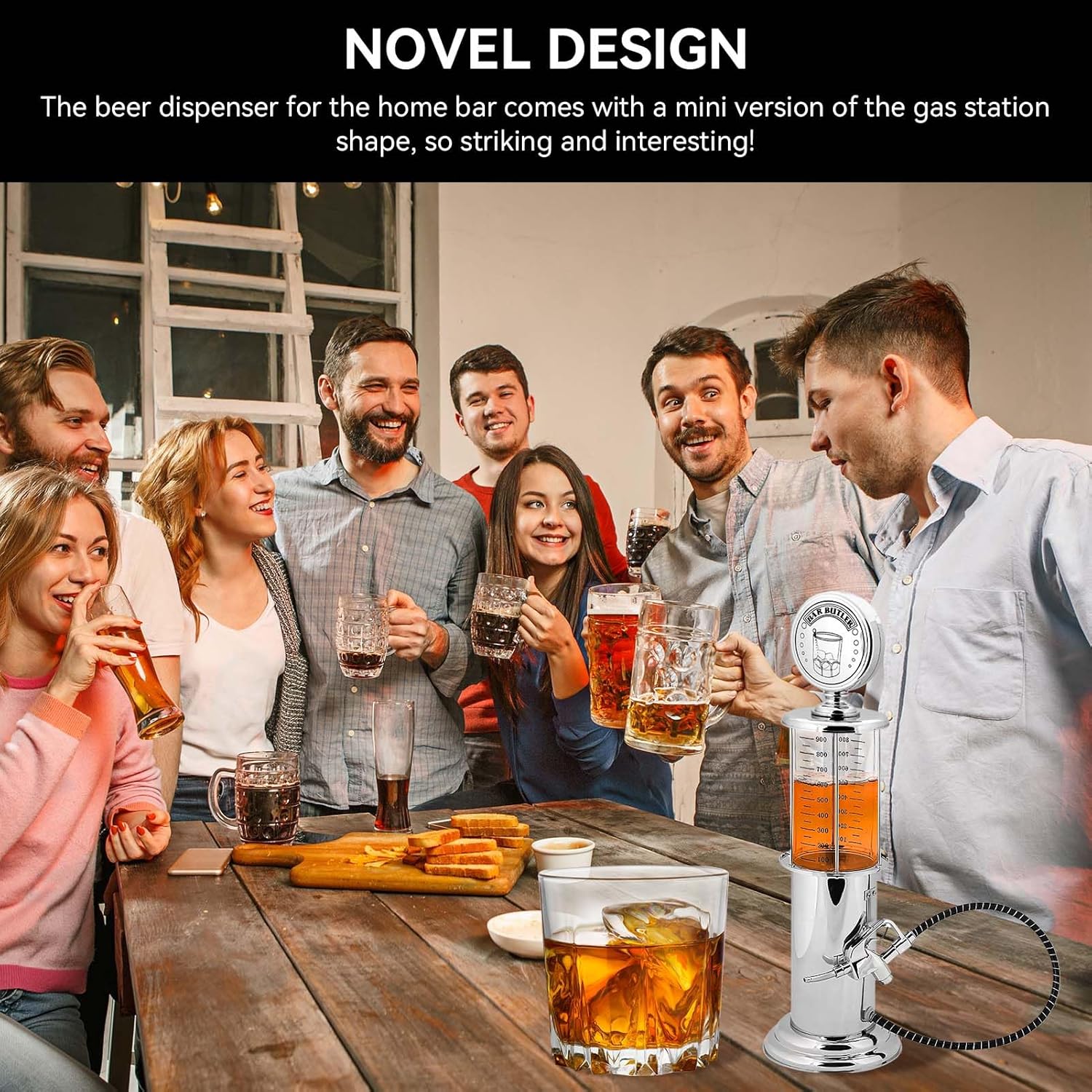 1000cc Mini Alcohol Dispenser, Single Gun Beer Dispenser Keg Party Pump for Beer Juice Picnic Pump with Black Beer Faucet Alcohol Liquid Soft Drink Dispenser Kit