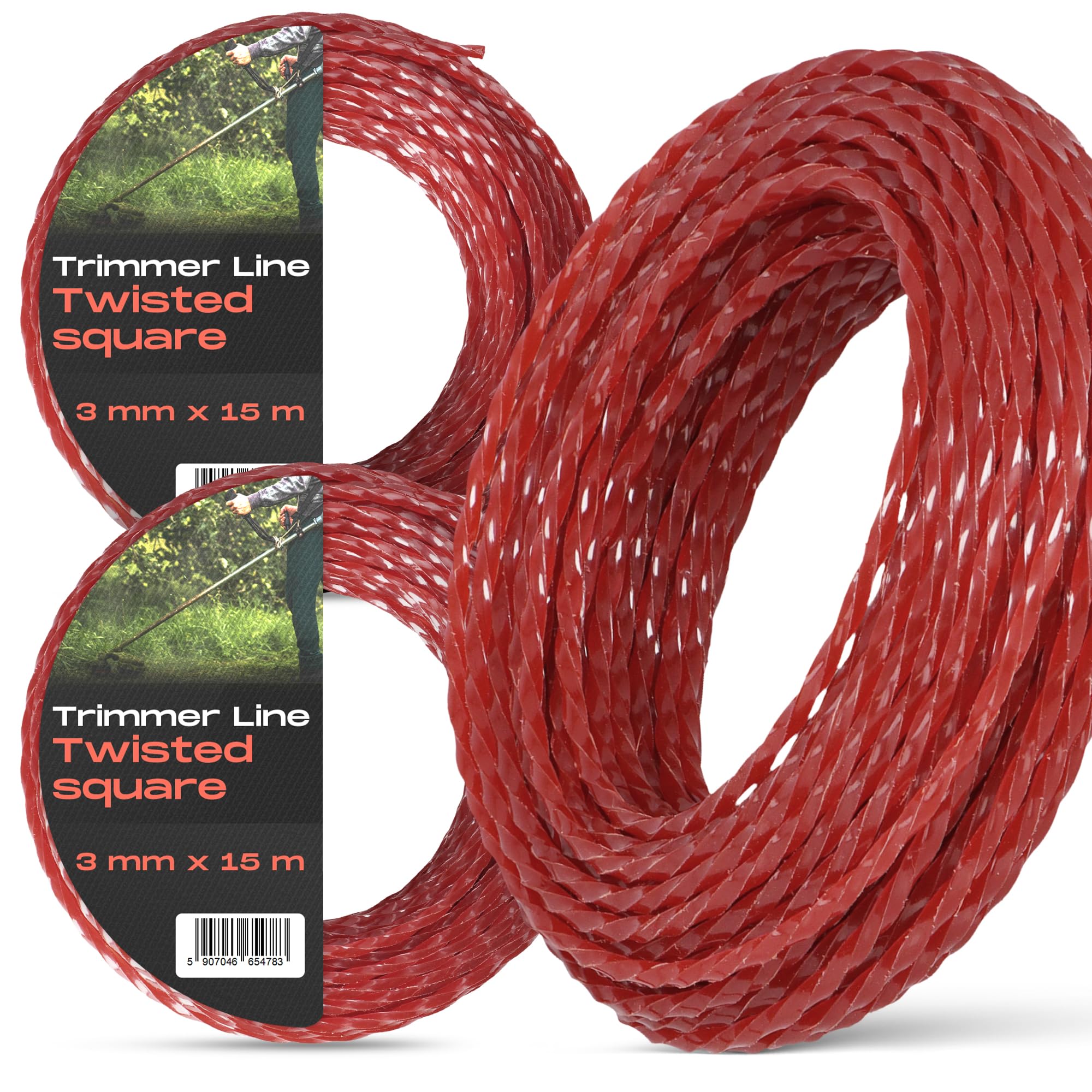 Instalguru 2X Hilo Desbrozadora 3 mm 15 m Nailon Trenzado Cuadrado Recambio Desbrozadora Hilo Corte Bordes Césped Jardín Maleza Resistente Bobina Recortadora Accesorios Exterior