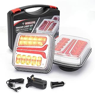 SUPAREE LED Magnetic Trailers Light Kit for Trailers, 2 PCS Rechargeable Towing Light with 7 Way to 4 Way Transmitter for Tow Trucks, Utility Trailers, Caravan, Camper, RVs, SUVs, Boats