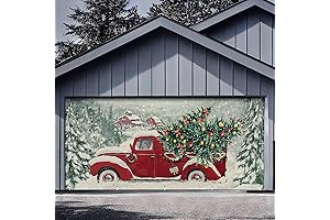 Ganeen Christmas Outdoor Decoration Garage Door Banner with Christmas Truck