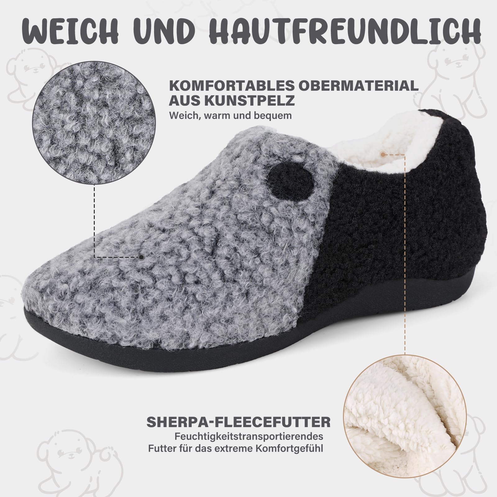 ERGOfoot Orthopädische Hausschuhe für Damen, Arch Support | Integrierte Fußgewölbestützen, Rutschfest, Wärme, Komfort, Geschlossene Hausschuhe, Für Plantarfasziitis, Für Drinnen/Draußen